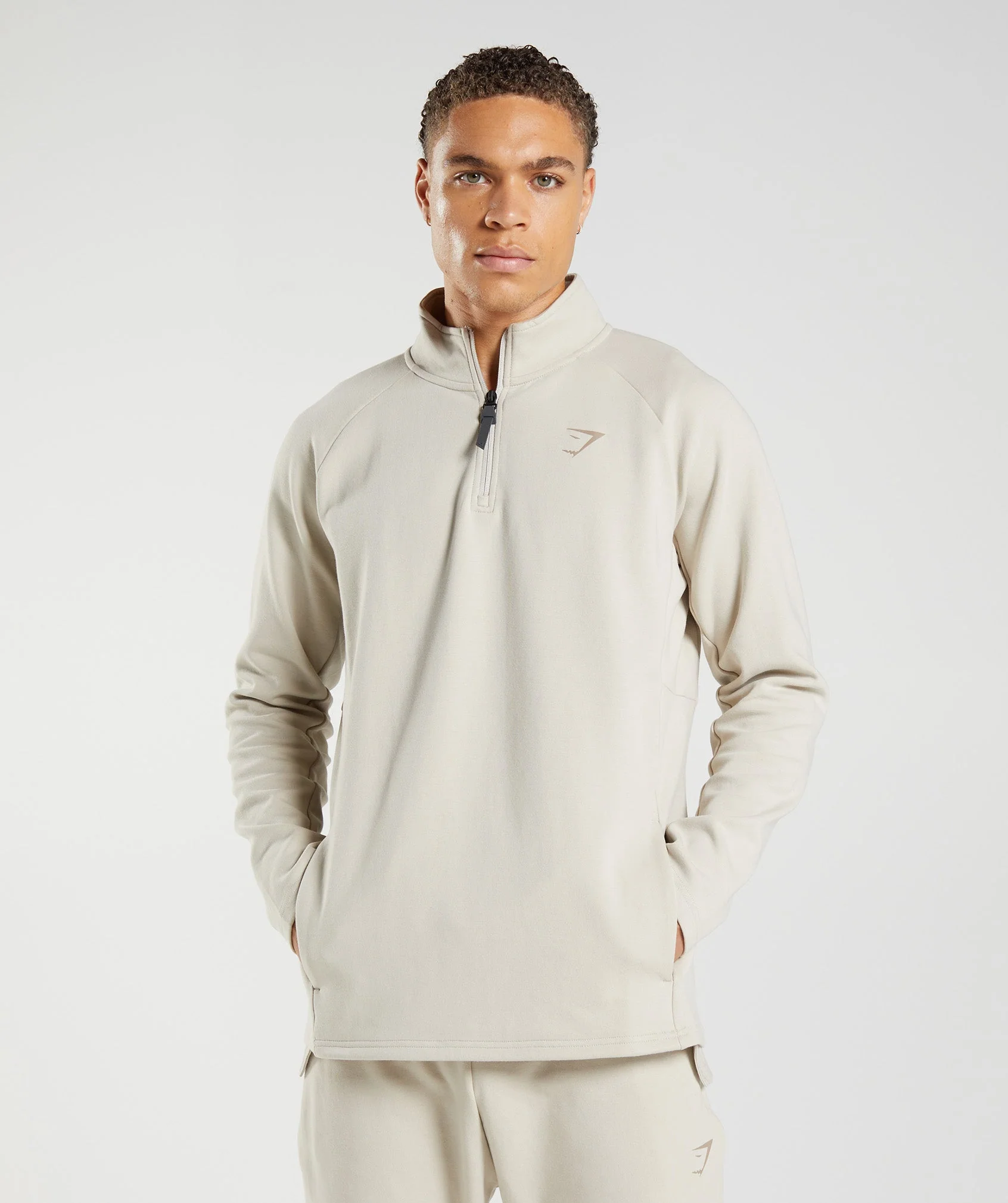 Gymshark Rest Day 1/4 Zip - Pebble Grey