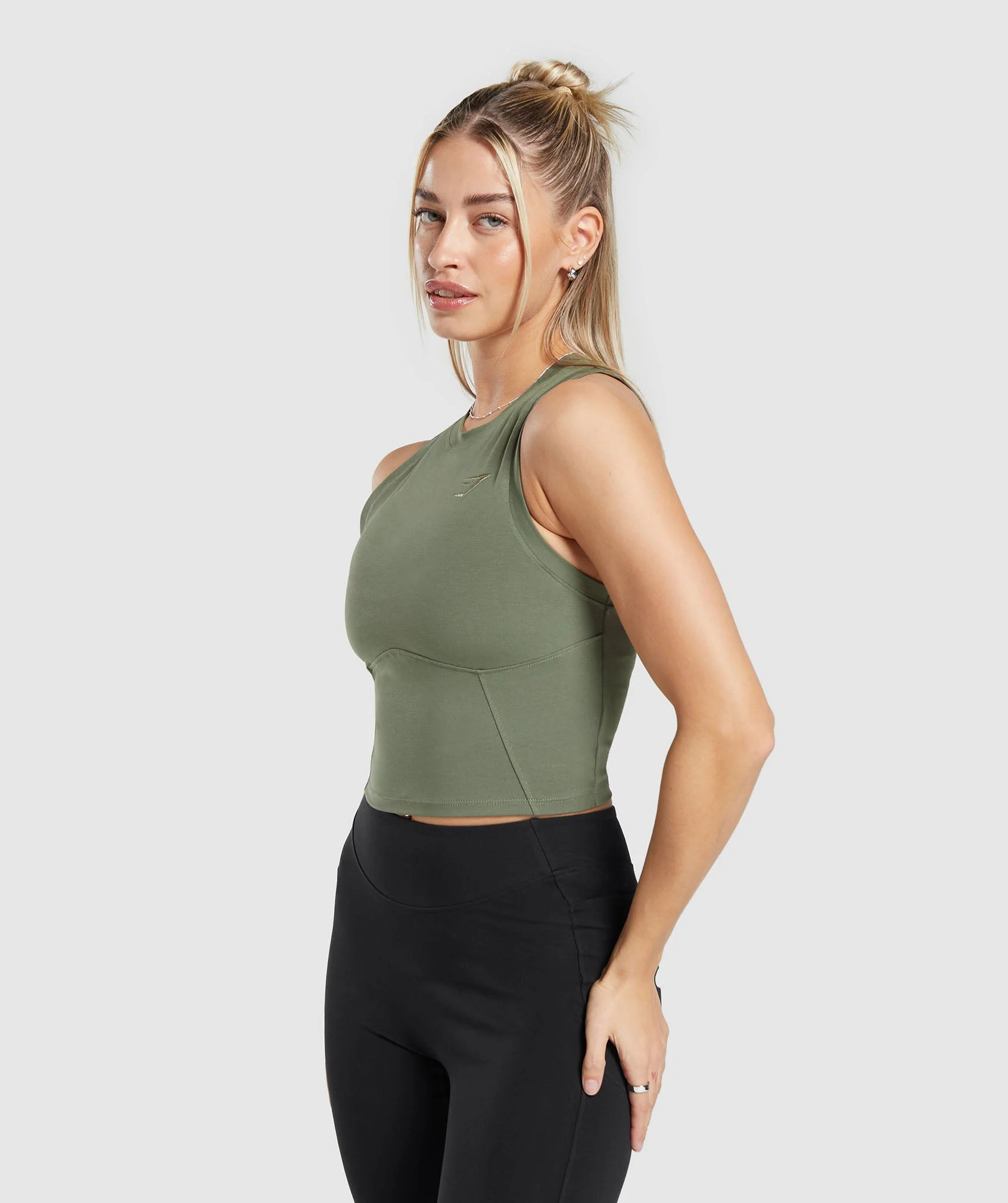 Gymshark Rest Day Cotton Contour Tank - Base Green - Image 3