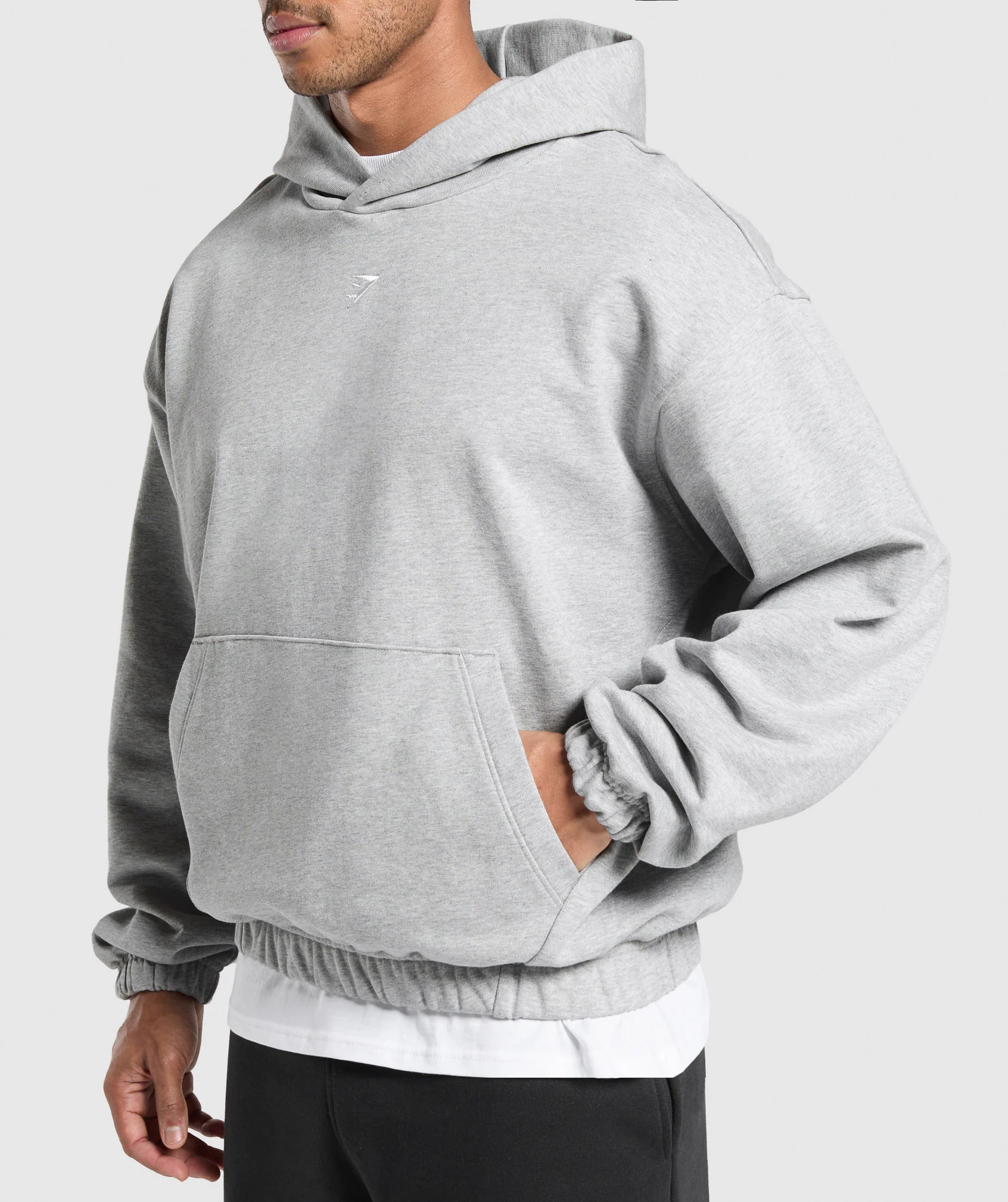 Gymshark Rest Day Essentials Hoodie - Light Grey Core Marl - Image 5