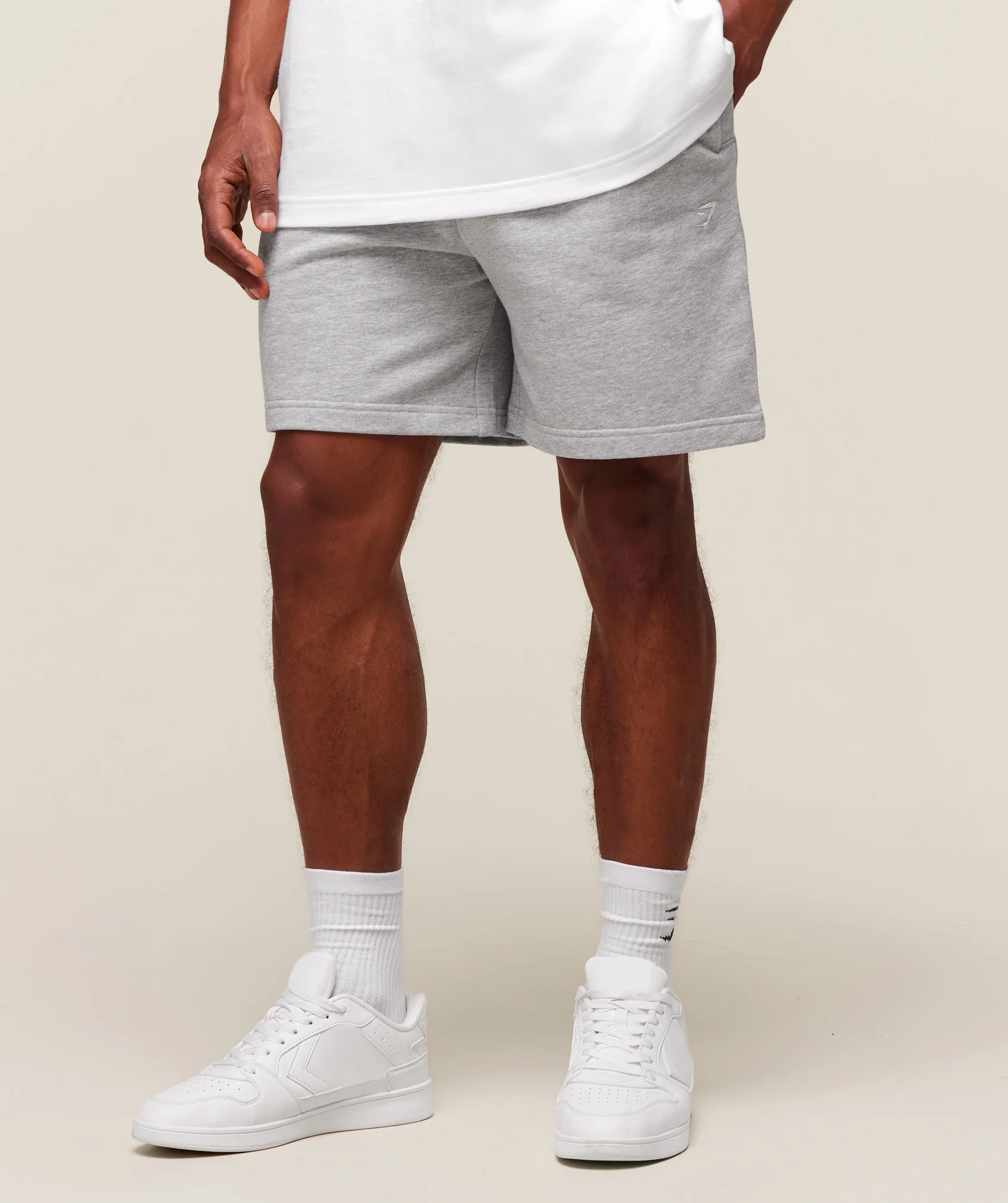Gymshark Rest Day Essentials Shorts - Light Grey Core Marl - Image 3