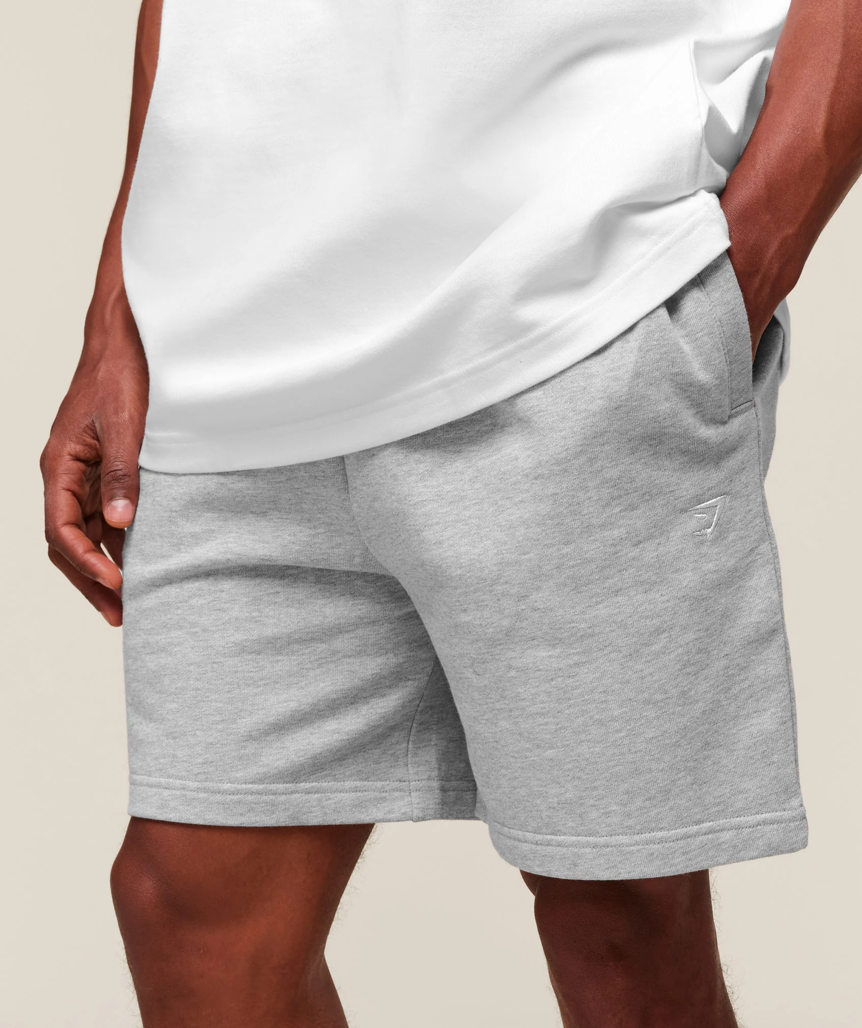 Gymshark Rest Day Essentials Shorts - Light Grey Core Marl - Image 4