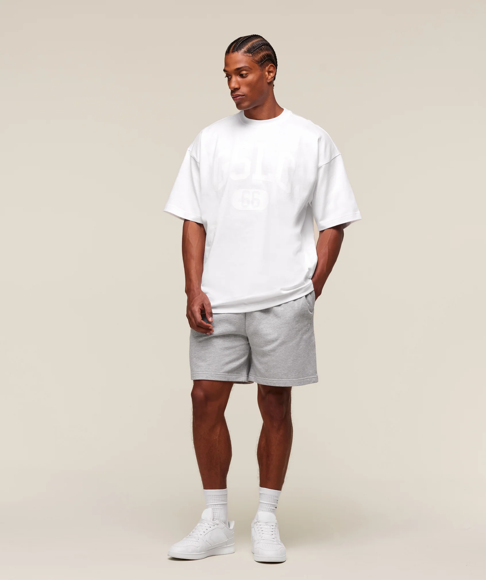 Gymshark Rest Day Essentials Shorts - Light Grey Core Marl - Image 5