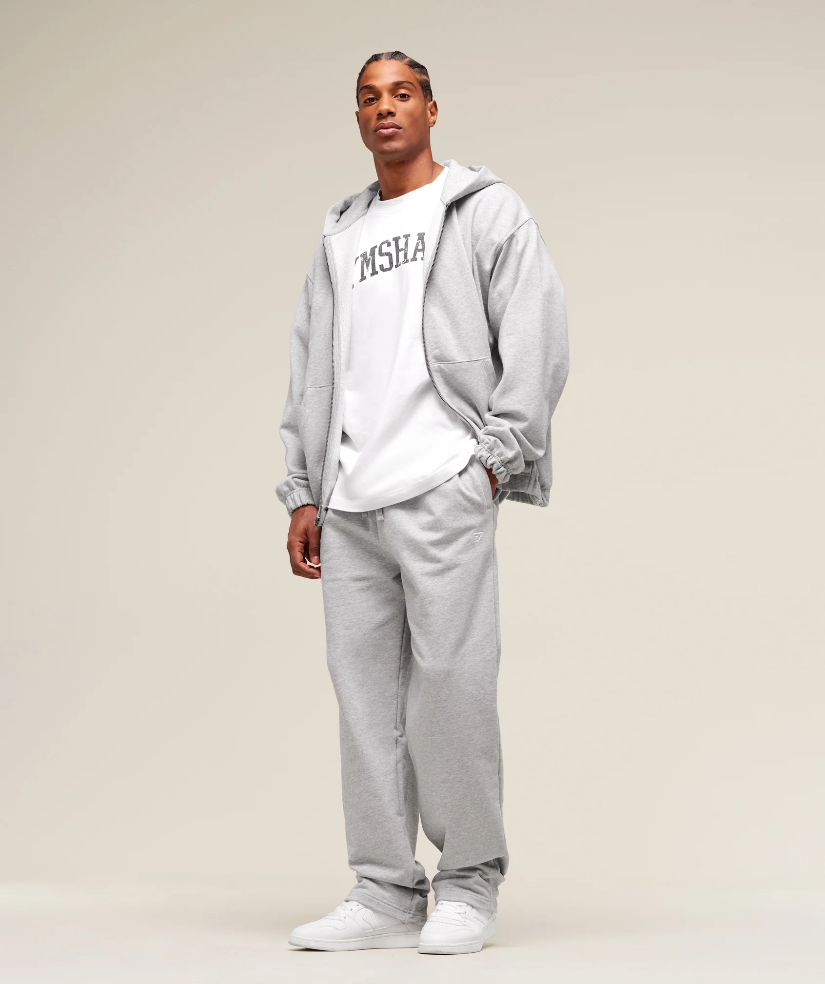 Gymshark Rest Day Essentials Straight Leg Joggers - Light Grey Marl - Image 7