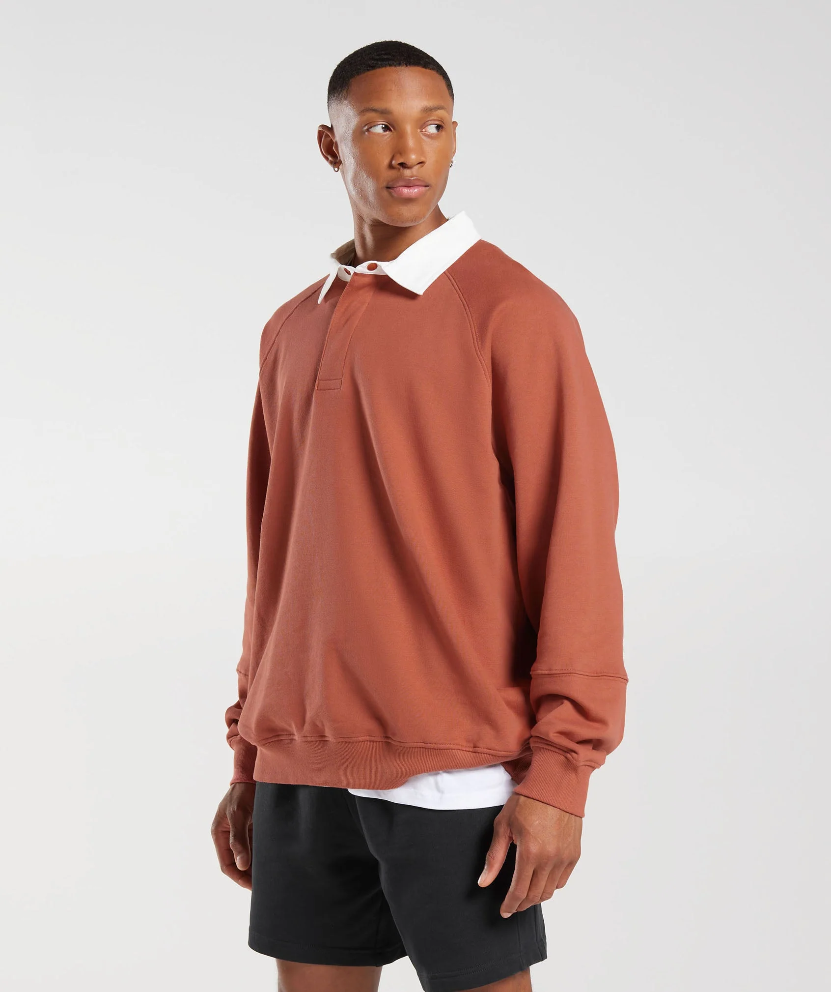Gymshark Rest Day Essentials Sweat Polo - Persimmon Red - Image 3