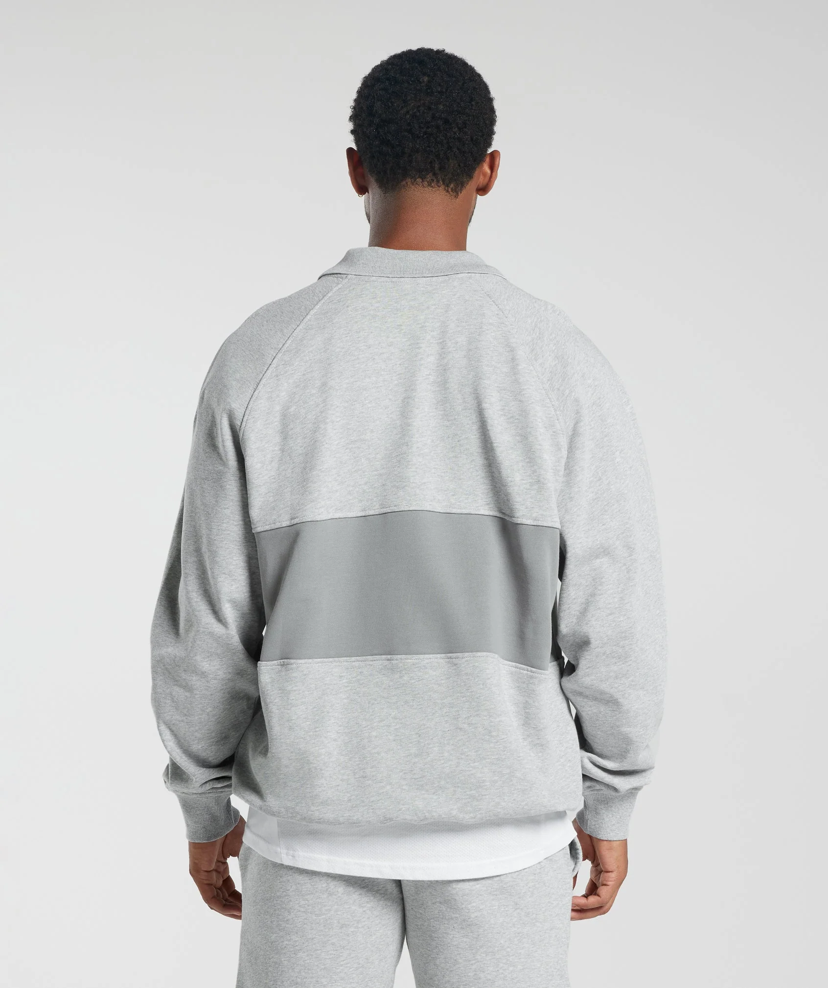 Gymshark Rest Day Essentials Sweatshirt Polo - Light Grey Core Marl/Smokey Grey - Image 2