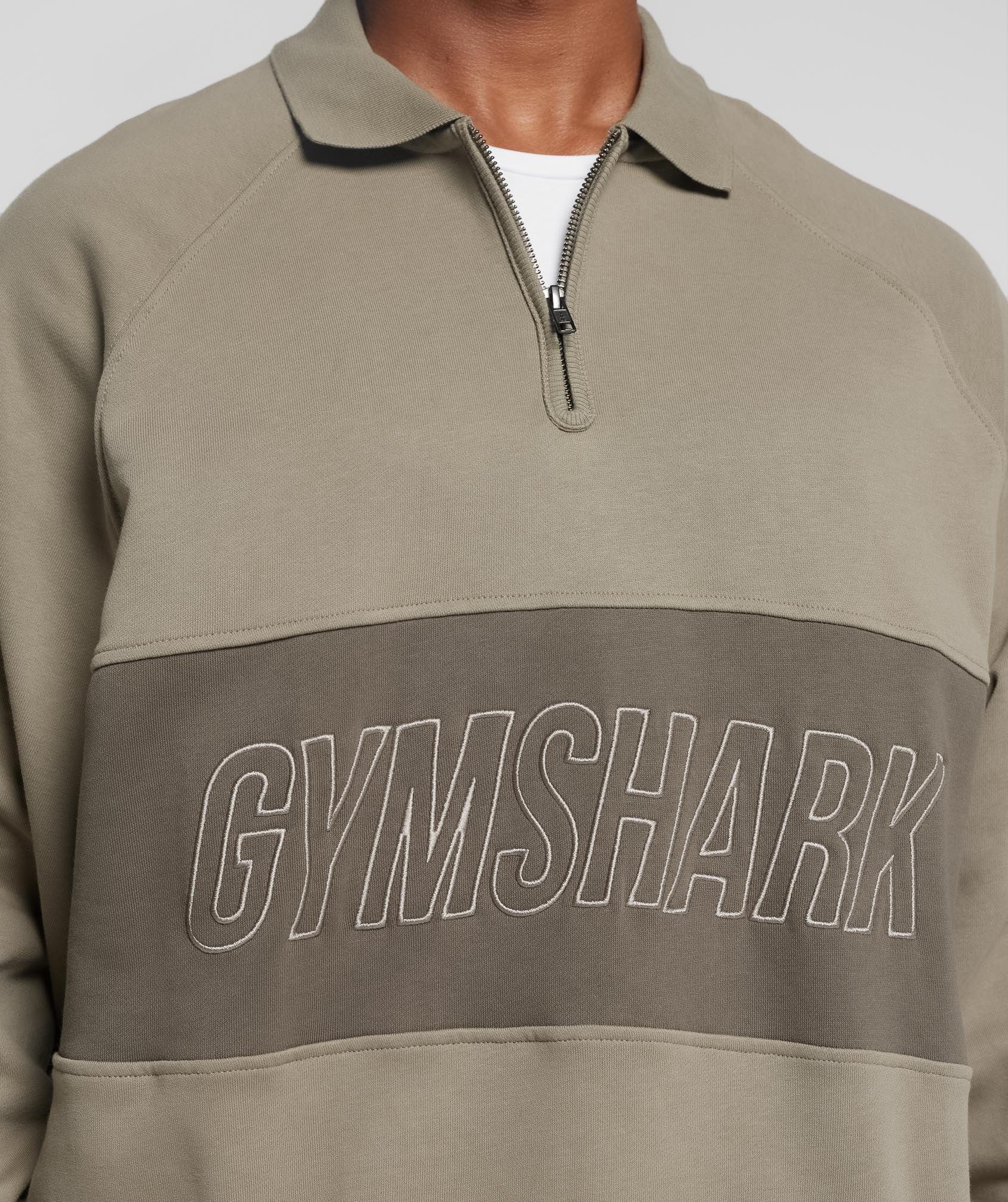 Gymshark Rest Day Essentials Sweatshirt Polo - Linen Brown/Camo Brown - Image 5