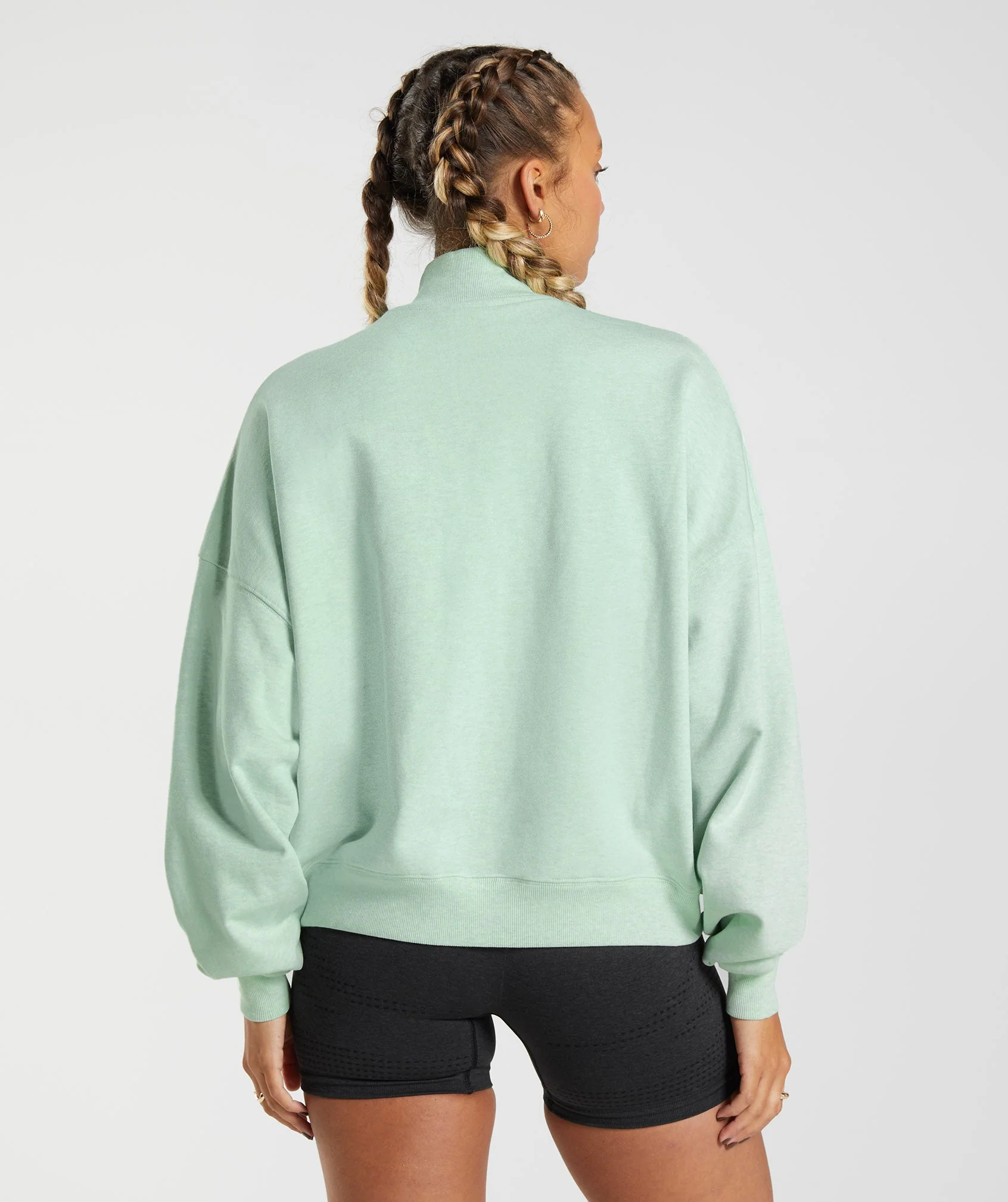 Gymshark Rest Day Sweats 1/2 Zip Pullover - Refreshing Green Marl - Image 3