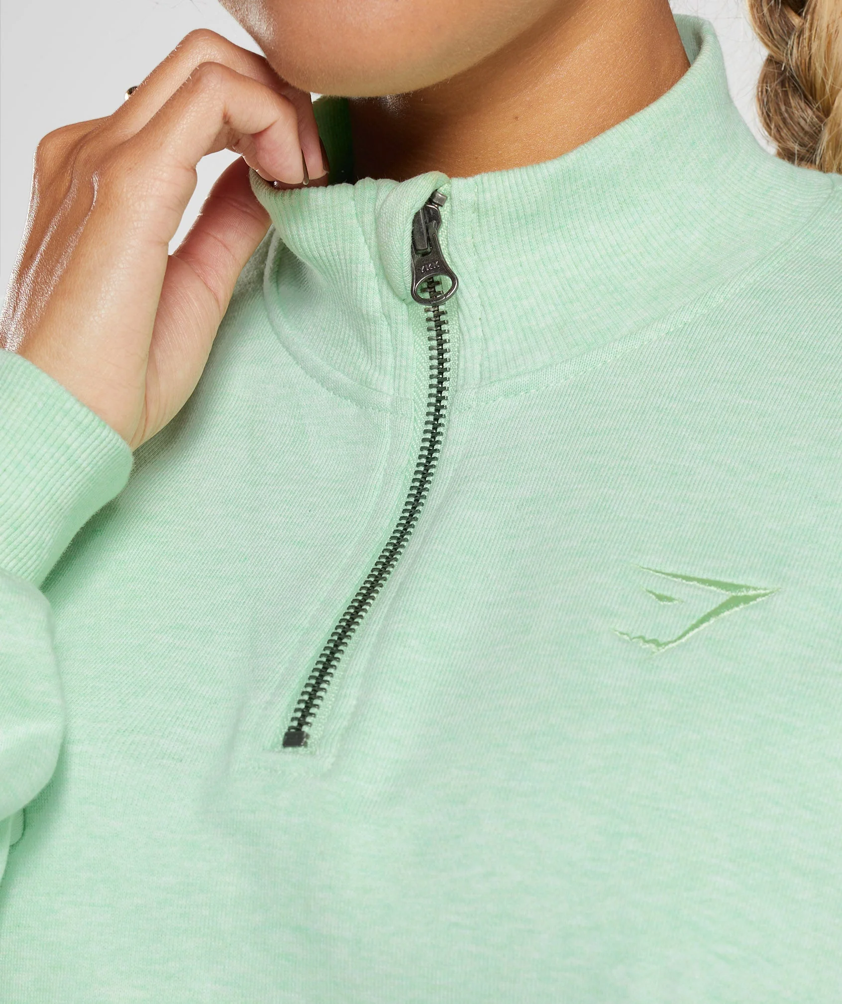Gymshark Rest Day Sweats 1/2 Zip Pullover - Refreshing Green Marl - Image 6