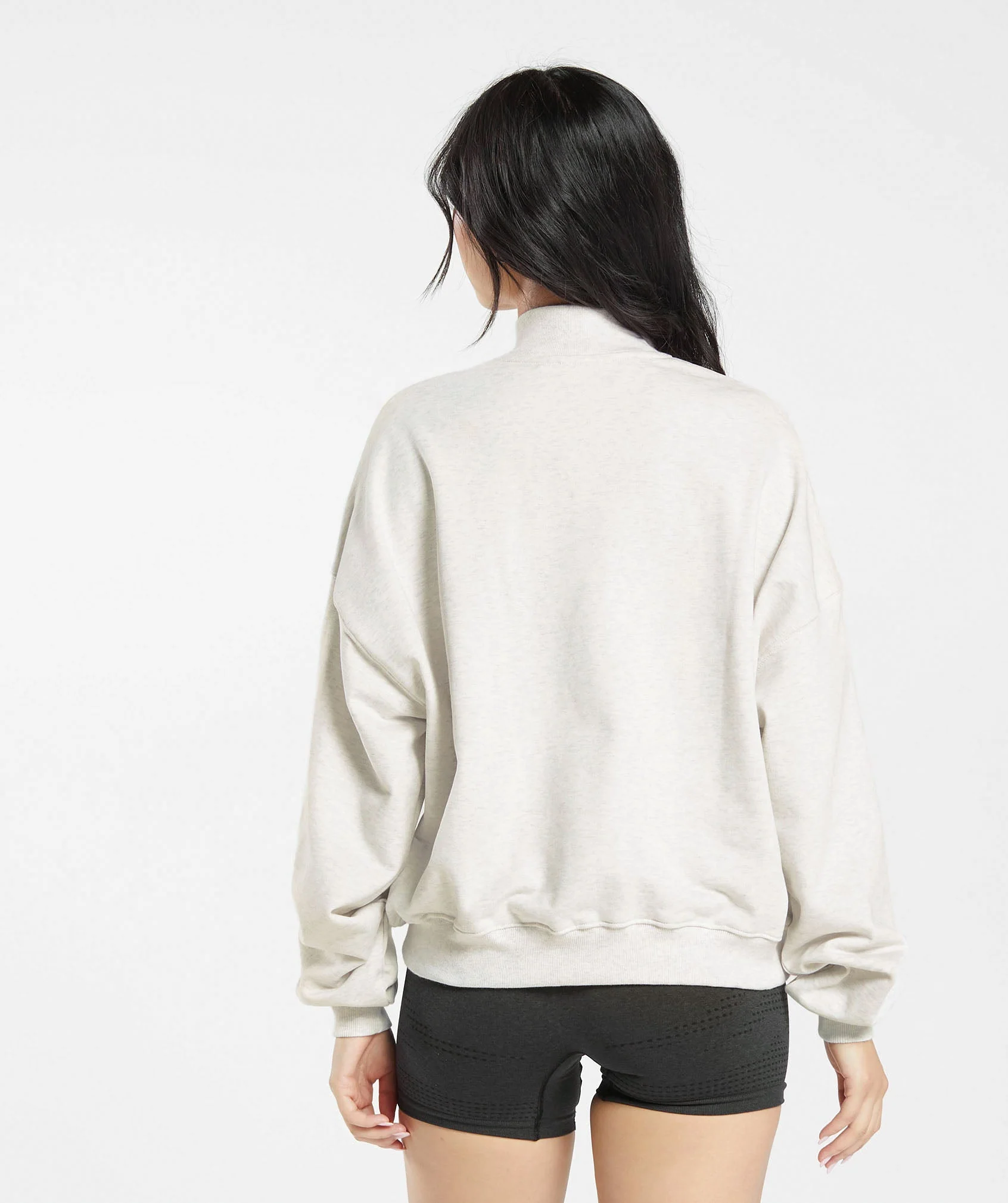 Gymshark Rest Day Sweats 1/2 Zip Pullover - White Marl - Image 2