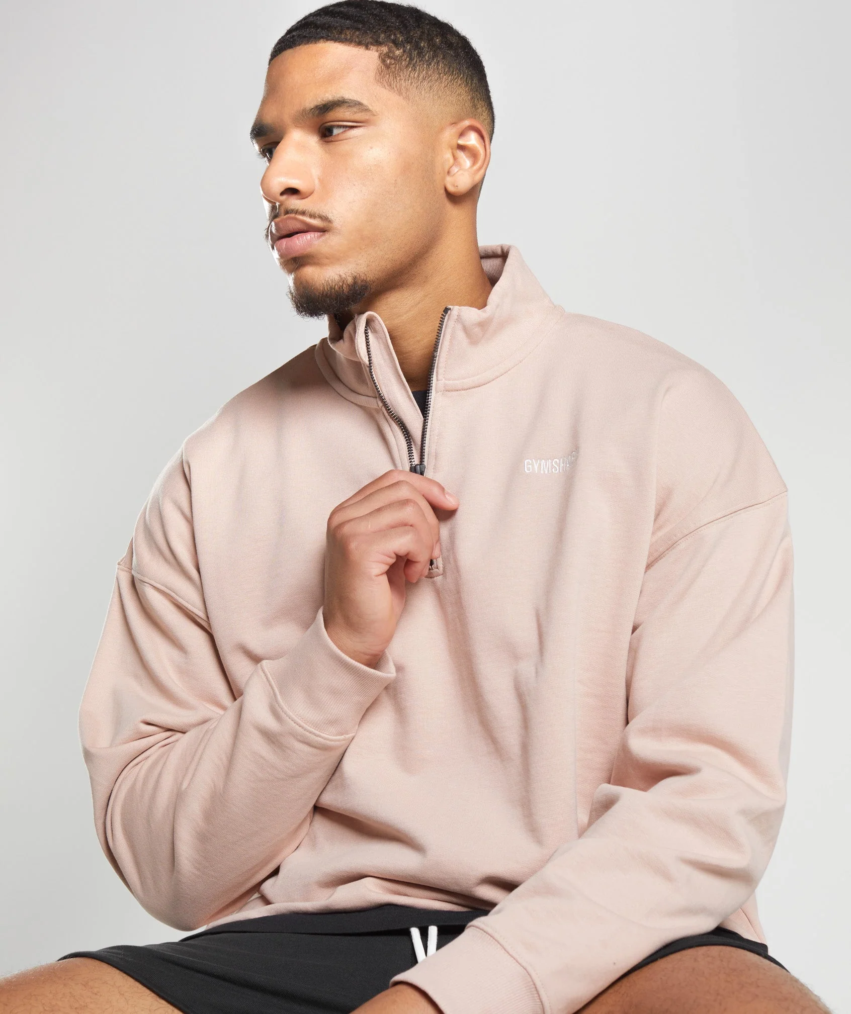 Gymshark Rest Day Sweats 1/4 Zip - Dusty Taupe - Image 6
