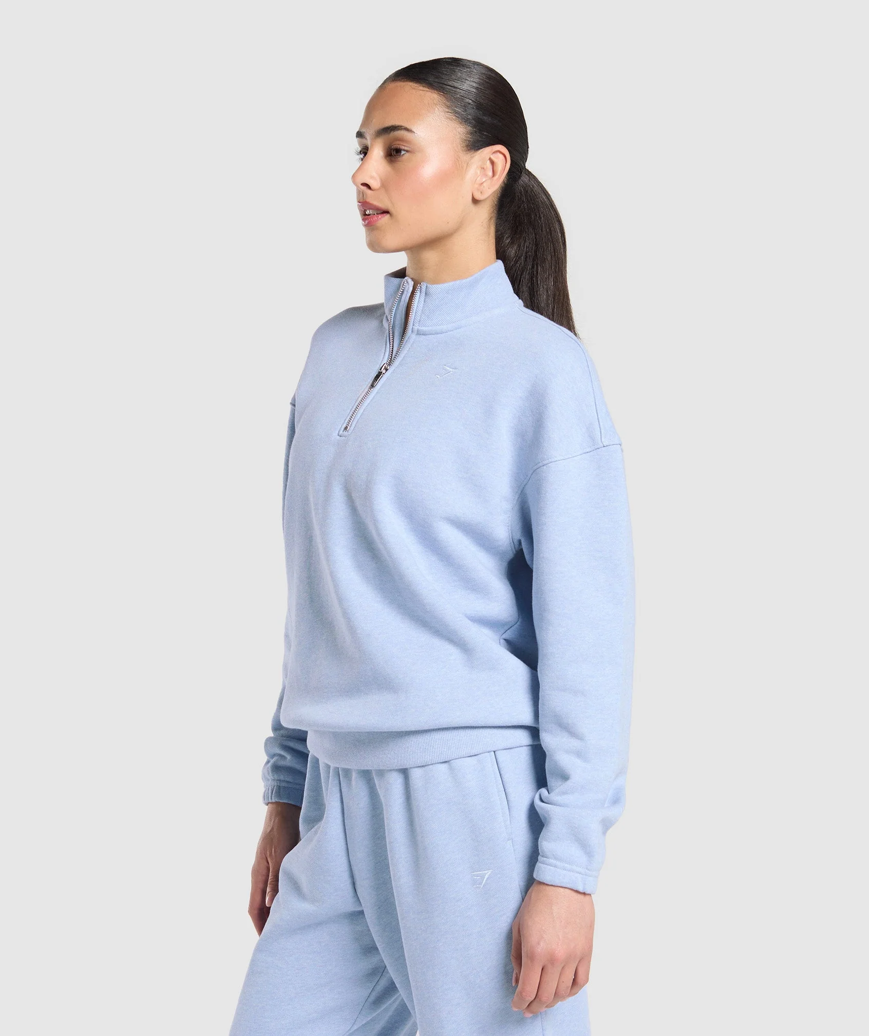Gymshark Rest Day Sweats 2.0 1/4 Zip Pullover - Blue Marl - Image 3