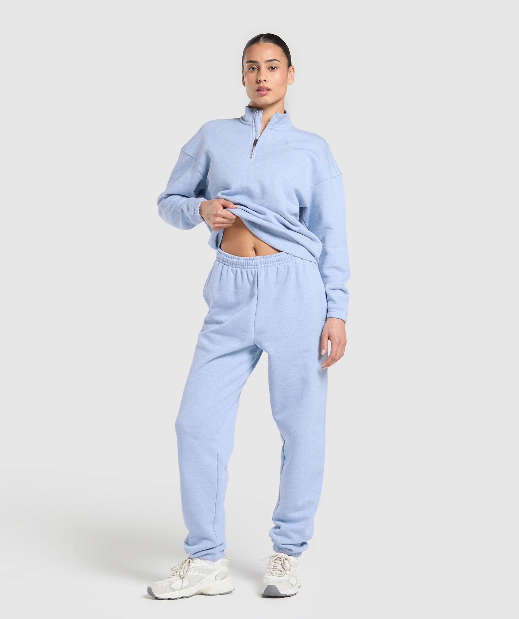 Gymshark Rest Day Sweats 2.0 1/4 Zip Pullover - Blue Marl - Image 4