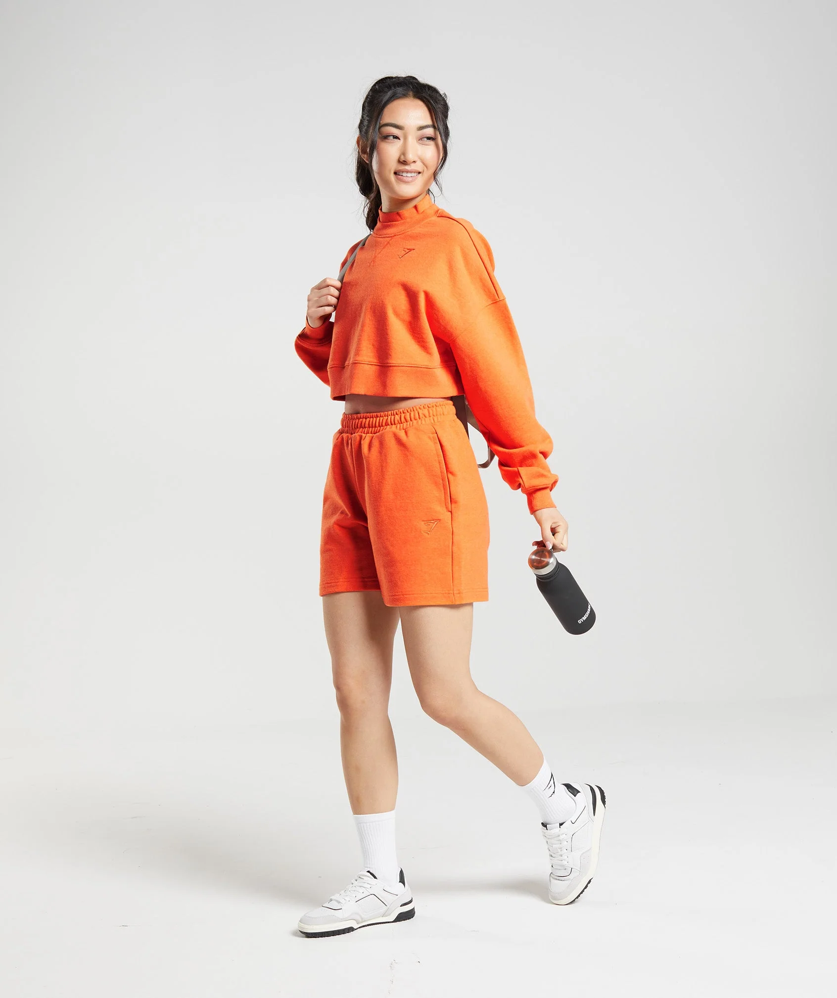 Gymshark Rest Day Sweats Cropped Pullover - Blaze Orange Marl - Image 4