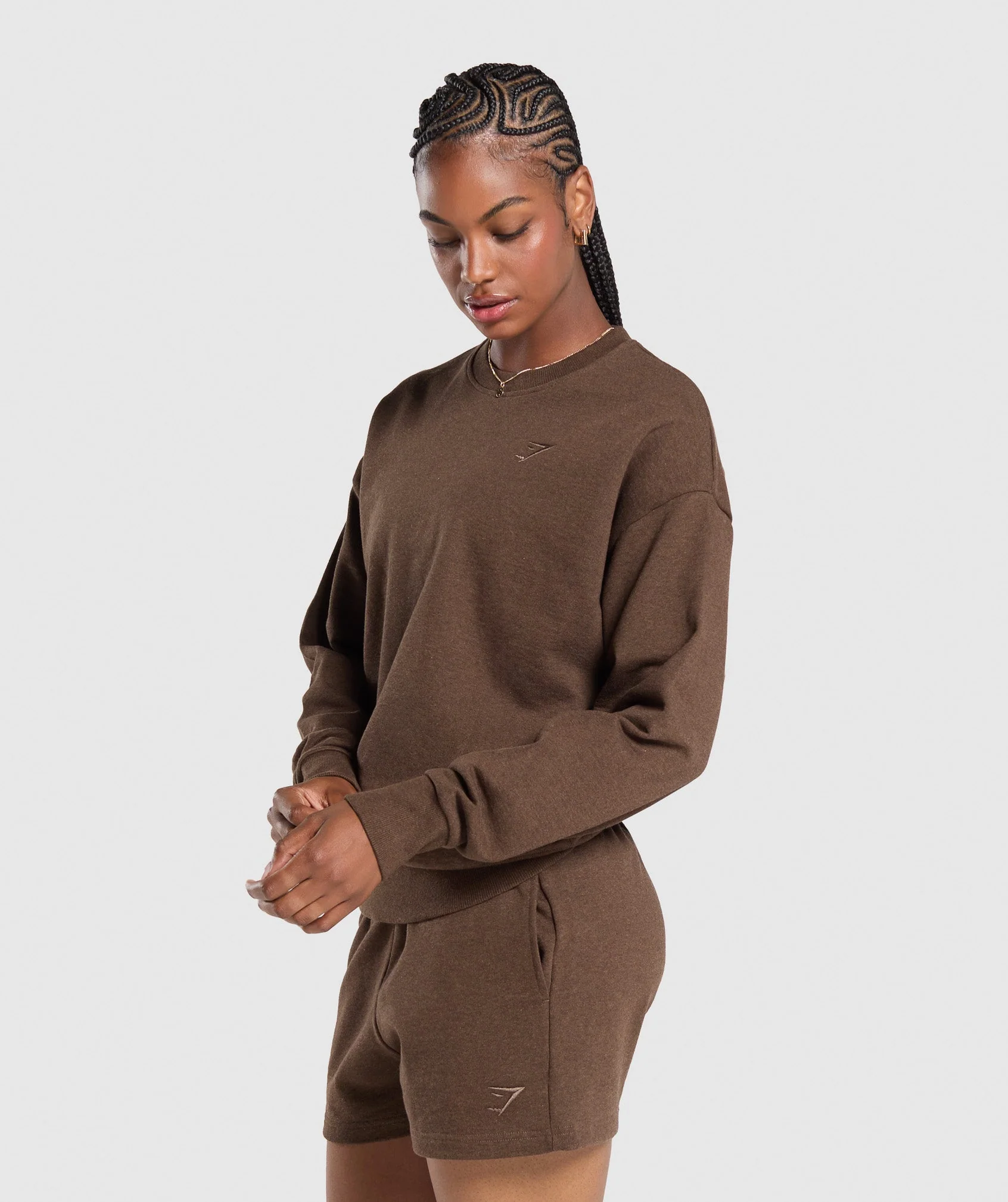 Gymshark Rest Day Sweats Oversized Crew - Brown Marl - Image 3