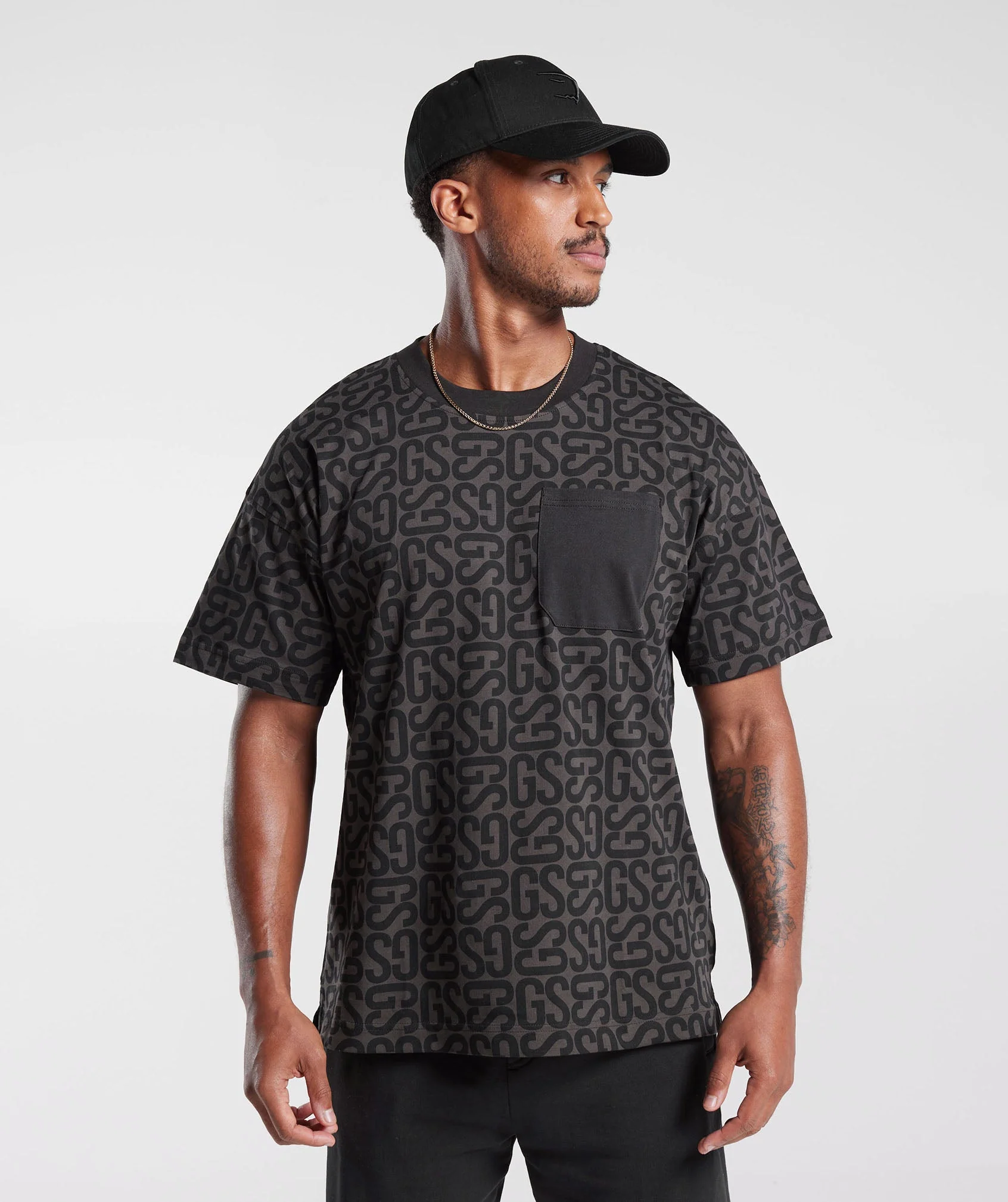 Gymshark Monogram T-Shirt - Black/Mono grey