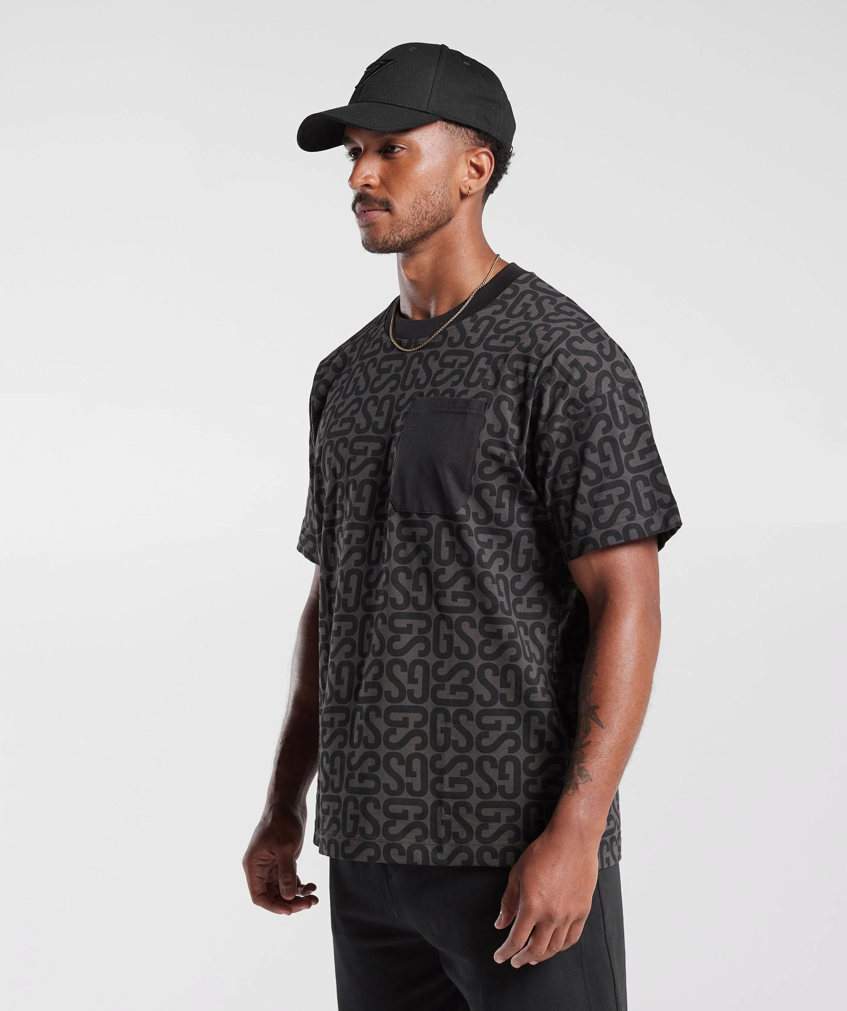 Gymshark Monogram T-Shirt - Black/Mono grey - Image 3