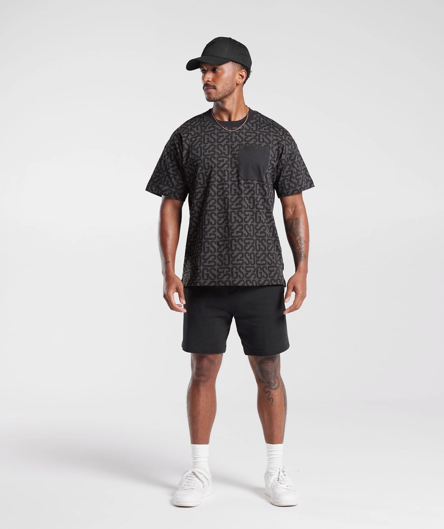 Gymshark Monogram T-Shirt - Black/Mono grey - Image 4