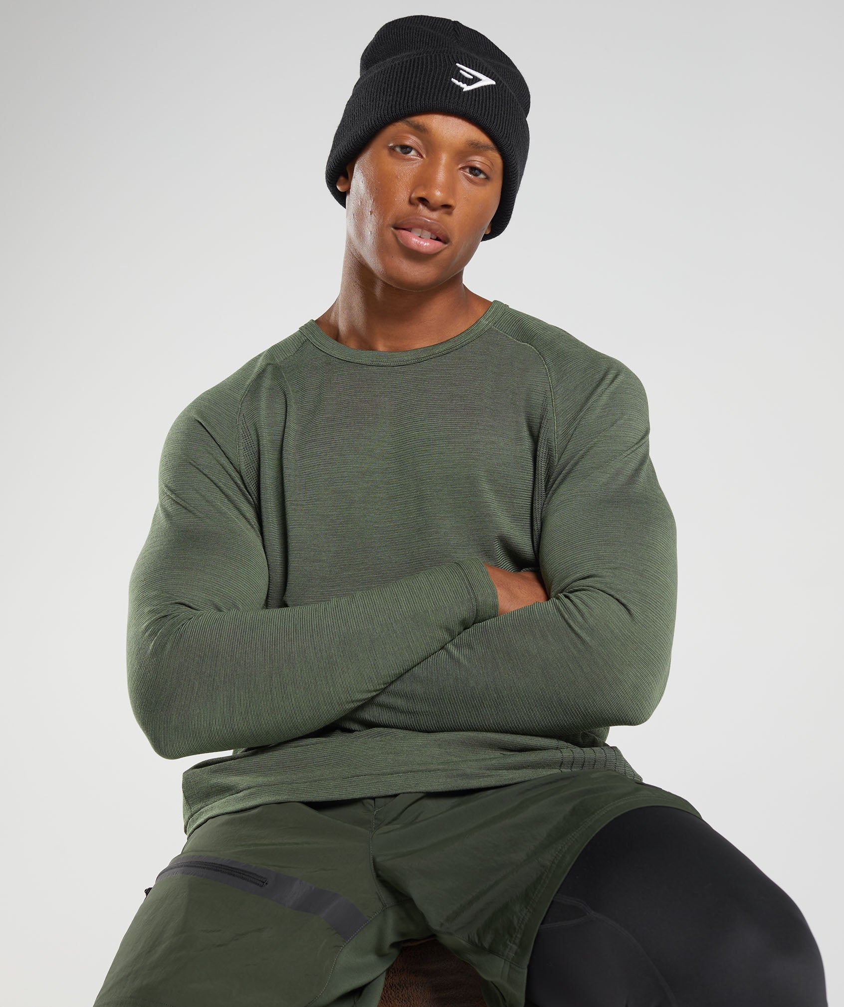 Gymshark Retake Seamless Long Sleeve T-Shirt - Core Olive - Image 3