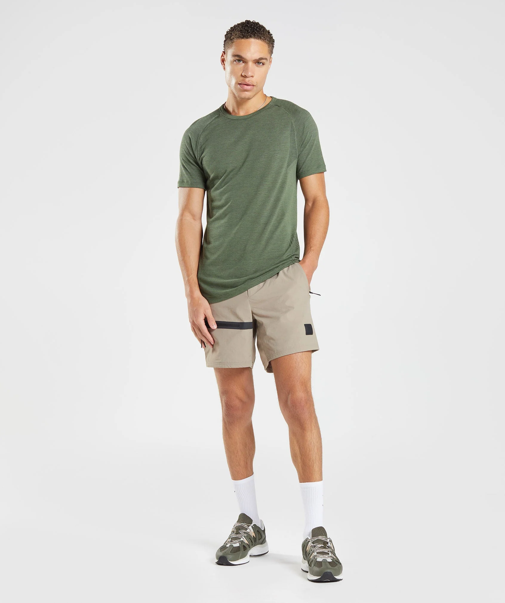 Gymshark Retake Seamless T-Shirt - Core Olive/Black Marl - Image 5