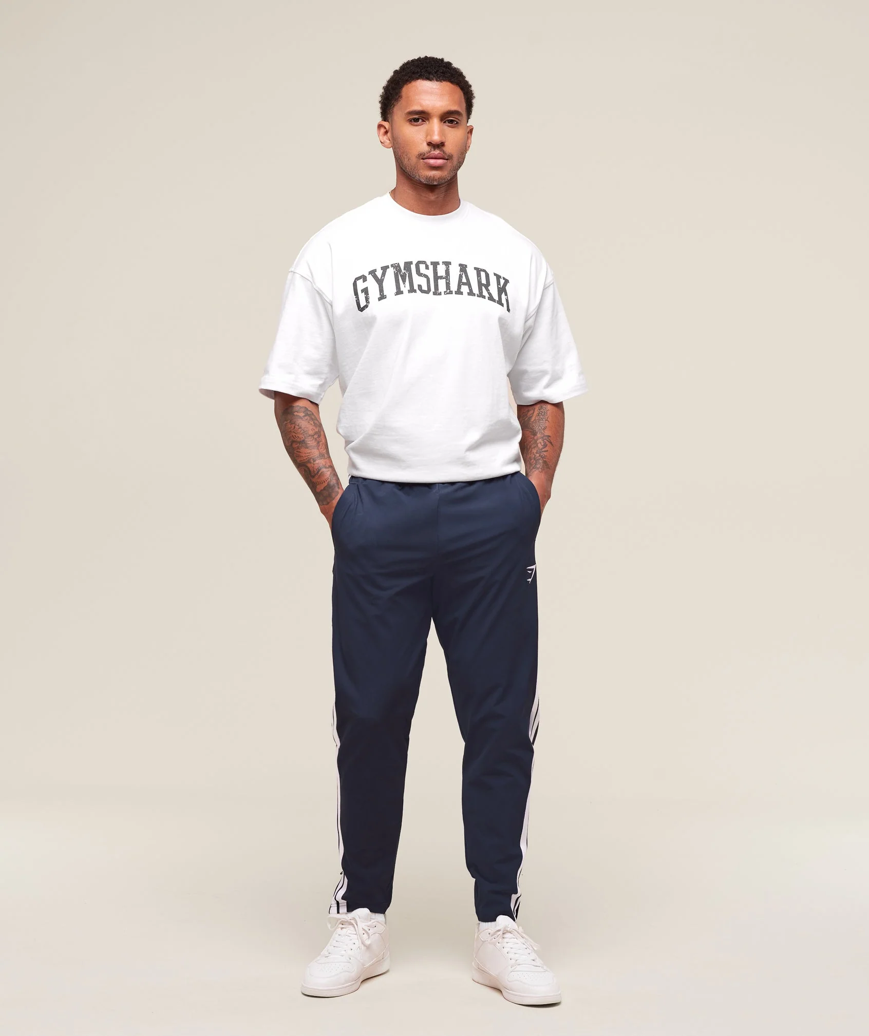 Gymshark Retro Side Stripe Joggers - Heavy Blue - Image 4