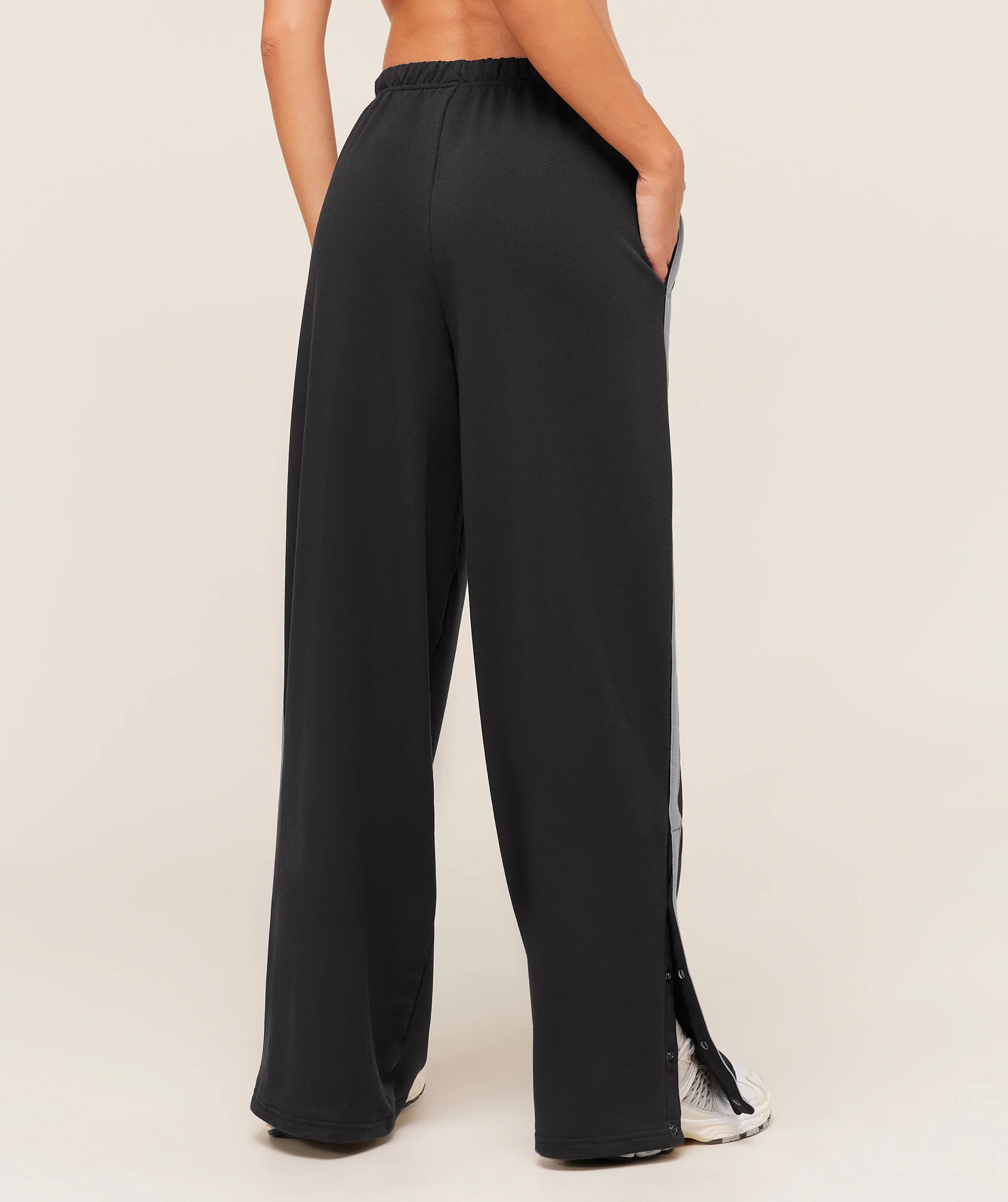 Gymshark Retro Stripe Snap Pants - Black/Medium Grey - Image 3