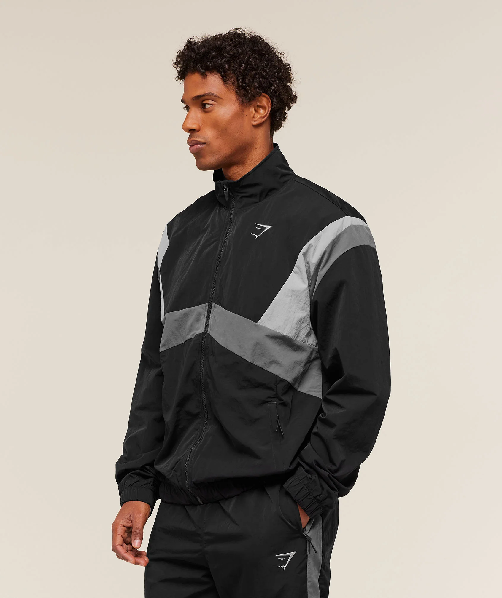Gymshark Retro Track Jacket - Black/Dark Grey/Smokey Grey - Image 3