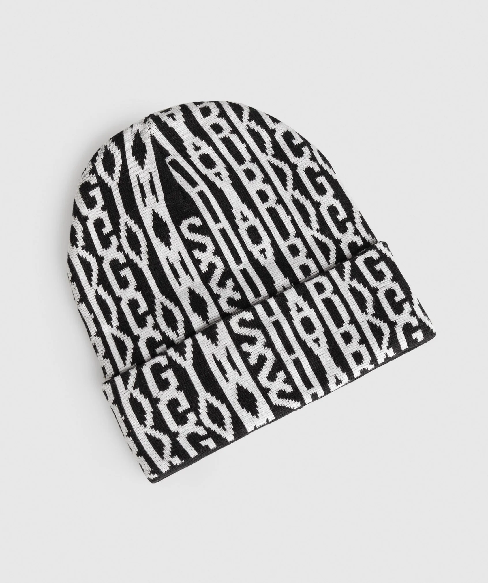 Gymshark Reverse Jacquard Beanie - Black/White - Image 2