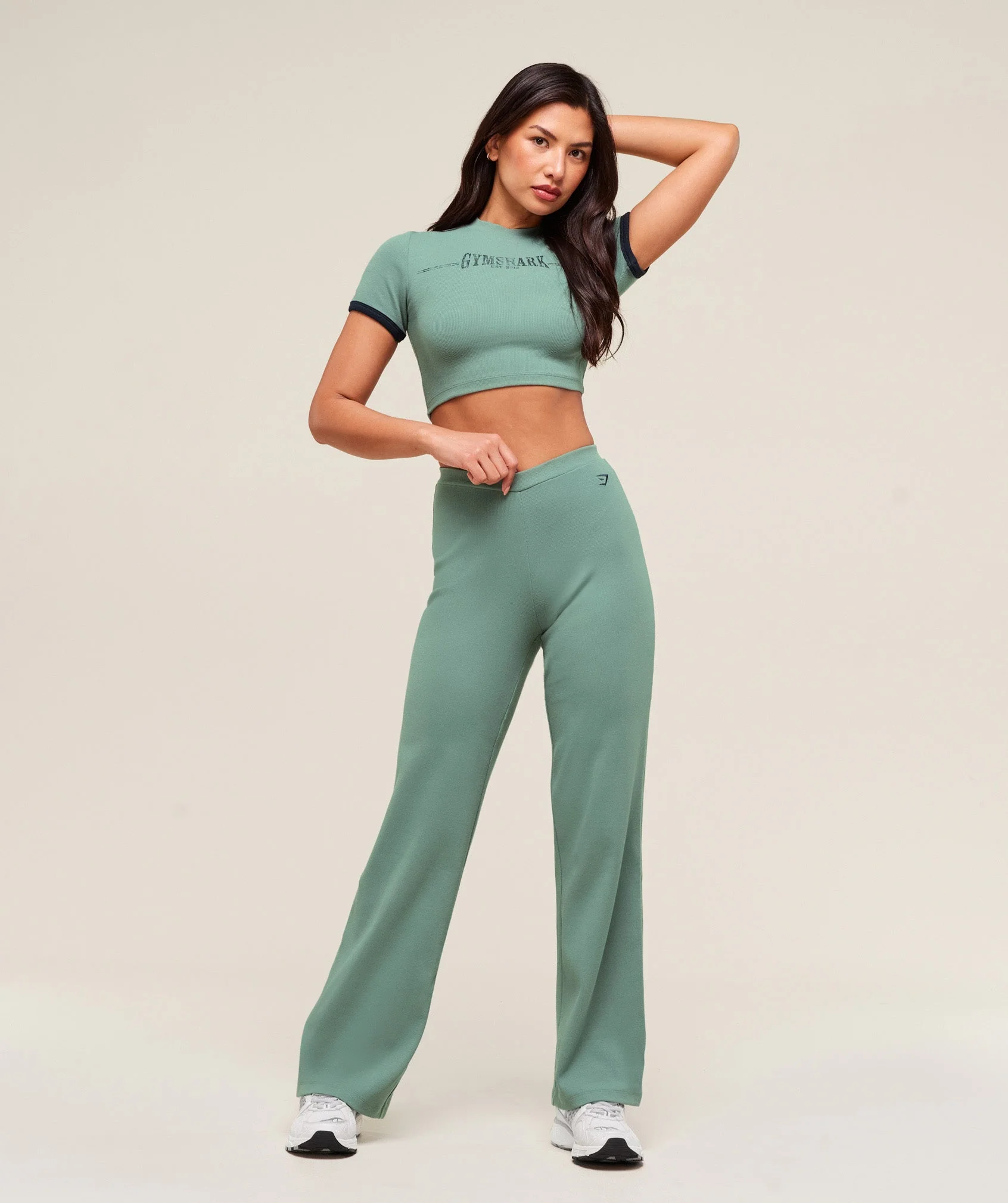 Gymshark Ribbed Cotton Crop Top - Celeste Blue/Heavy Blue - Image 3
