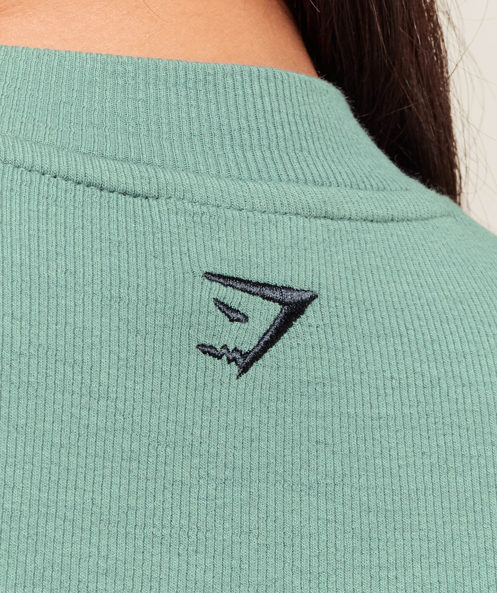 Gymshark Ribbed Cotton Crop Top - Celeste Blue/Heavy Blue - Image 6