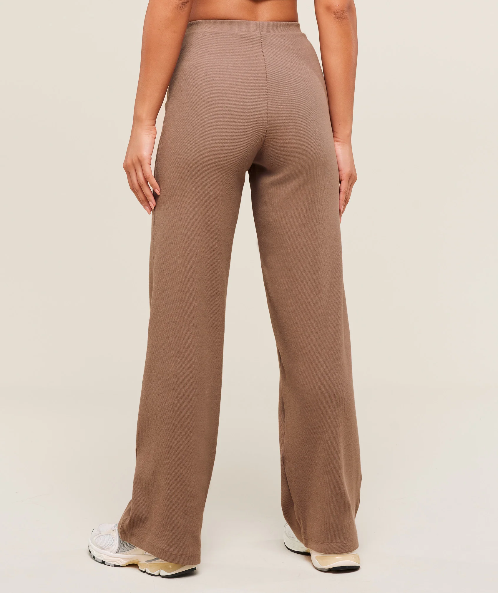 Gymshark Ribbed Cotton Straight Leg Pants - Mocha Mauve/Black - Image 2