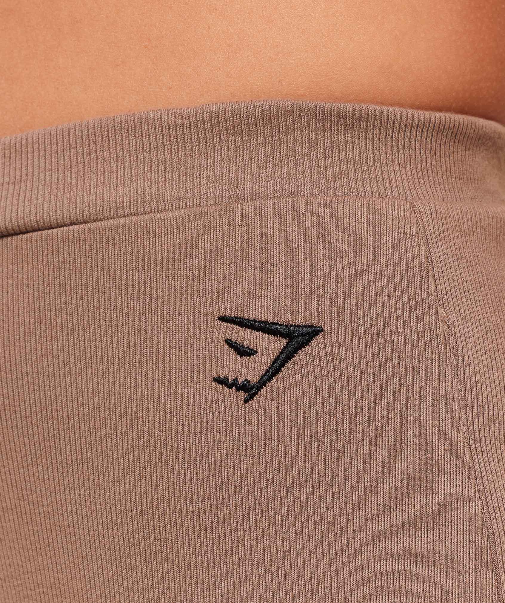 Gymshark Ribbed Cotton Straight Leg Pants - Mocha Mauve/Black - Image 4