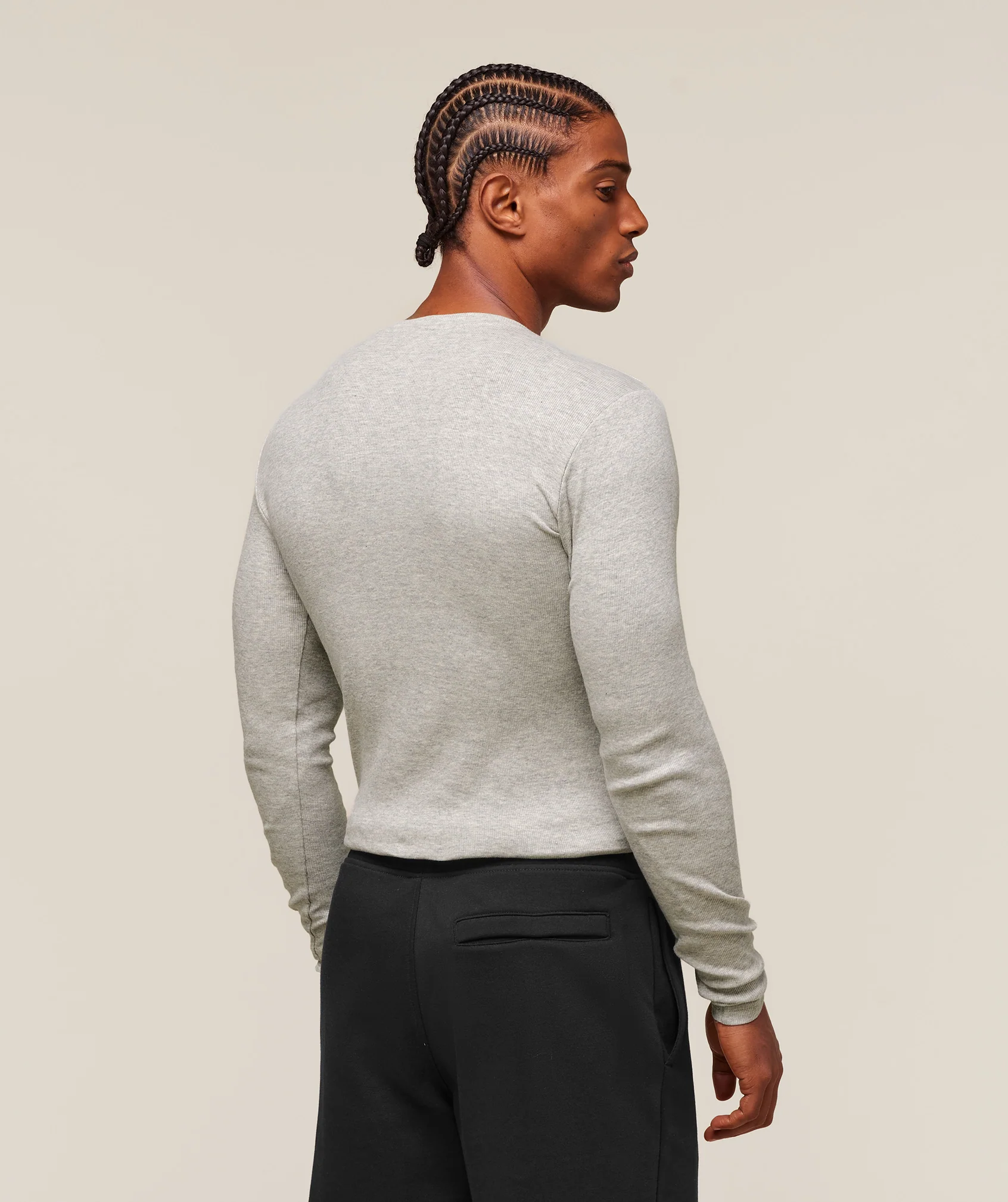 Gymshark Ribbed Long Sleeve T-Shirt - Stone Grey Marl - Image 2