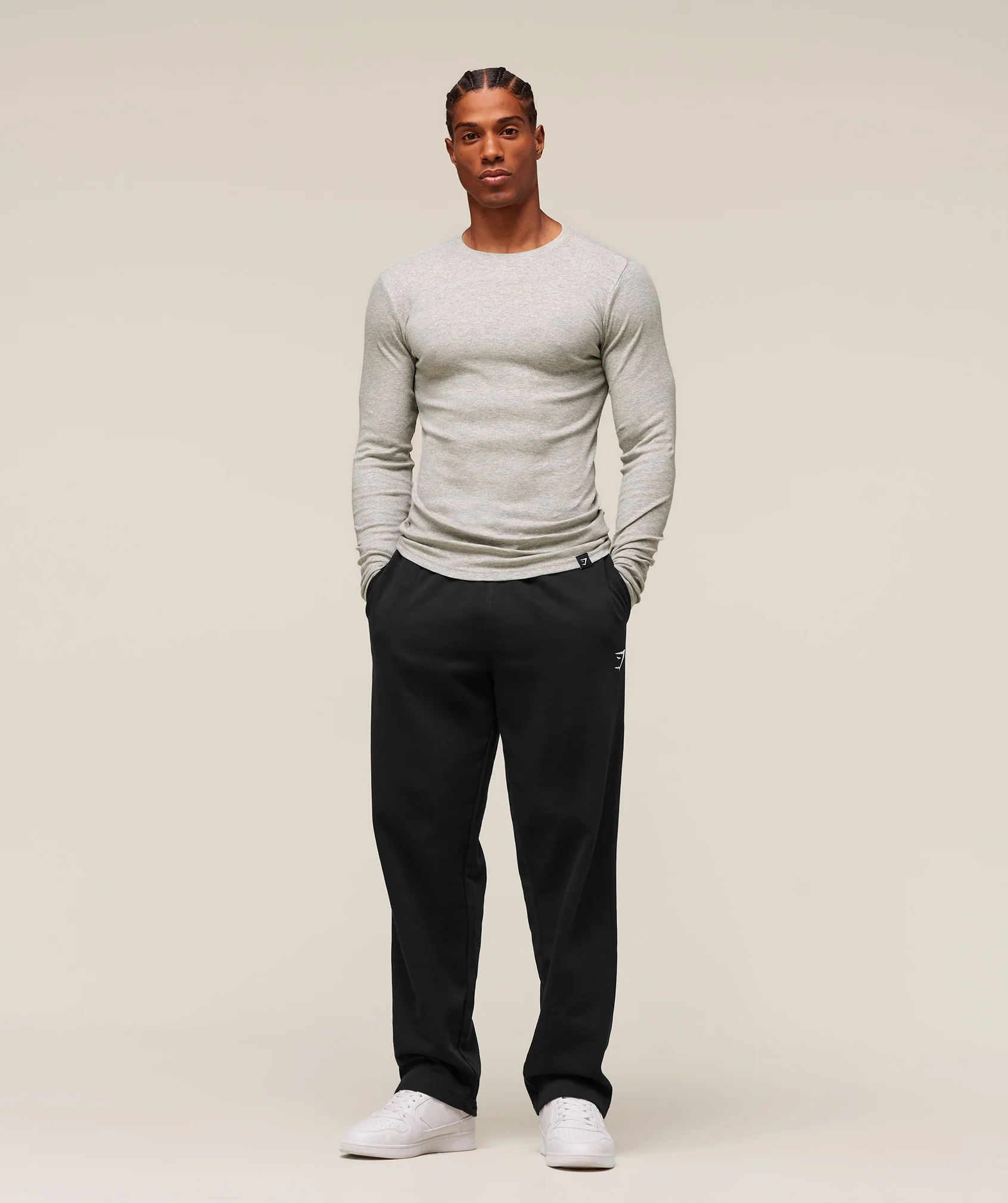 Gymshark Ribbed Long Sleeve T-Shirt - Stone Grey Marl - Image 4