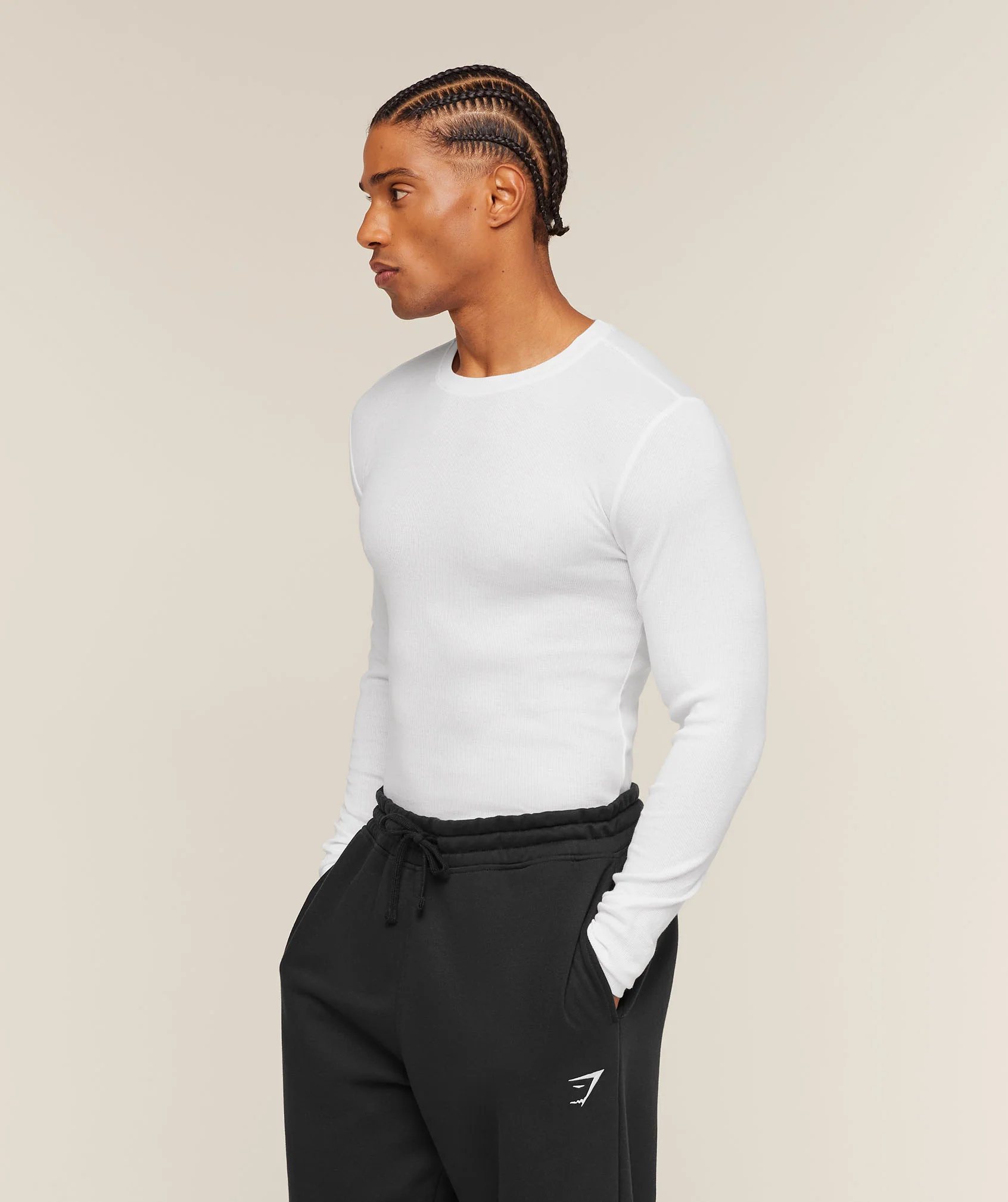 Gymshark Ribbed Long Sleeve T-Shirt - White - Image 3