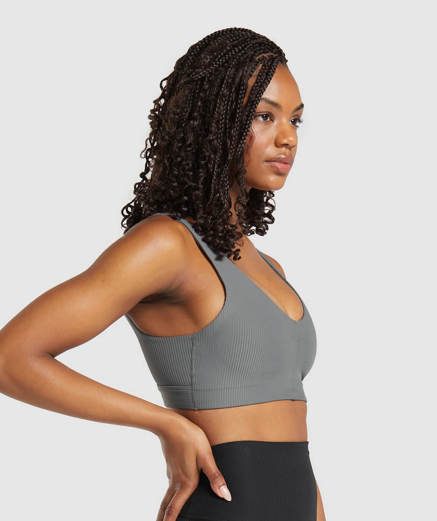 Gymshark Ribbed Sports Bra - Brushed Grey - Image 3