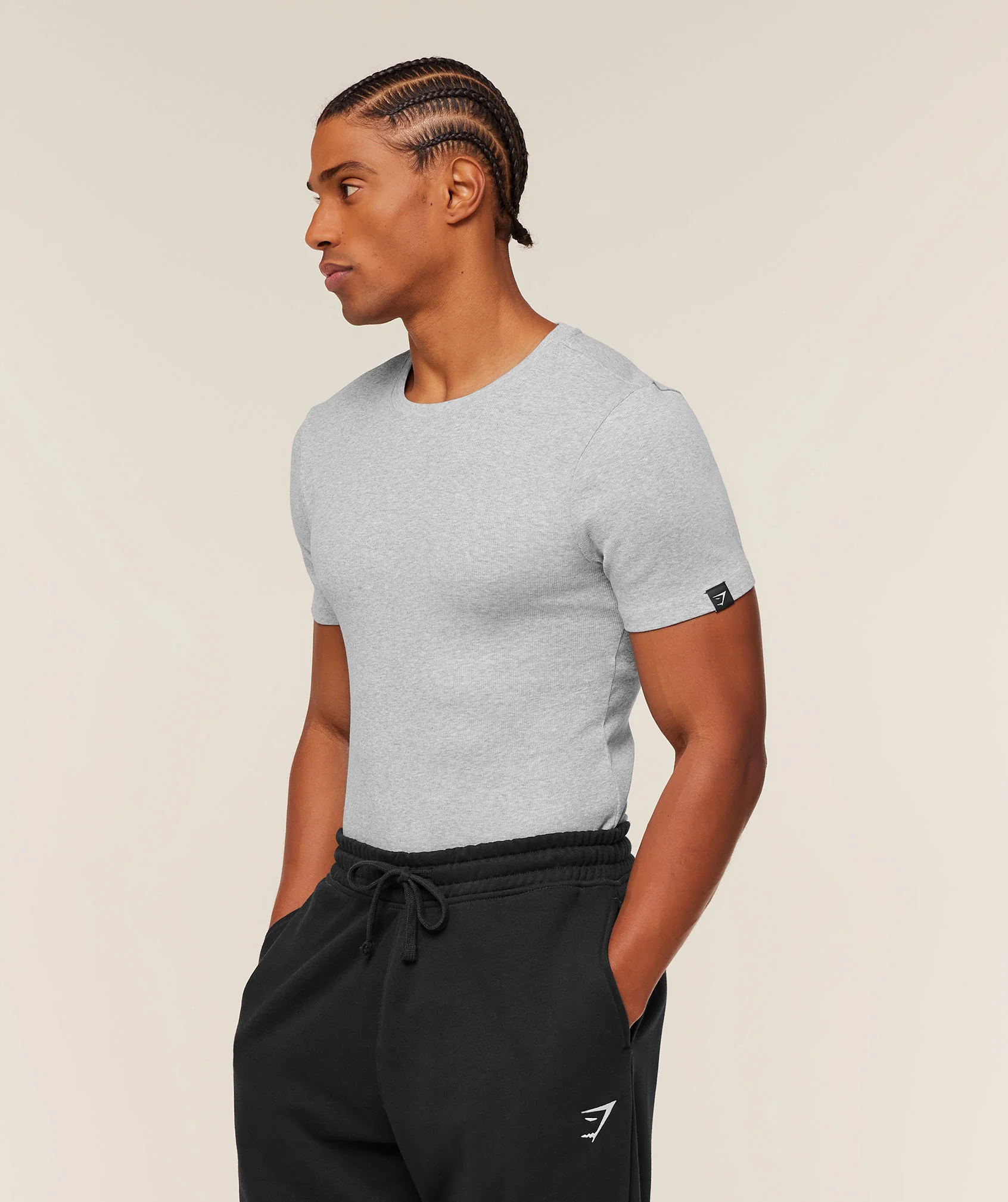Gymshark Ribbed T-Shirt - Light Grey Core Marl - Image 3