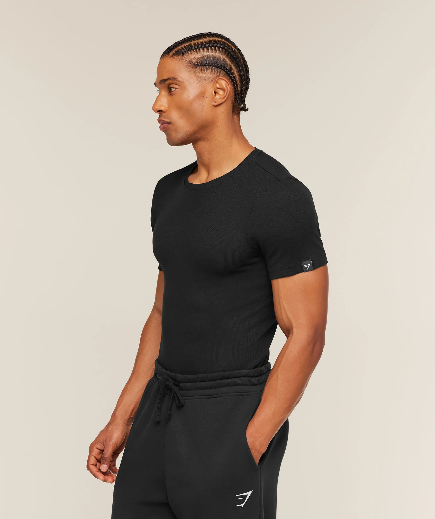 Gymshark Ribbed T-Shirt - Black - Image 2