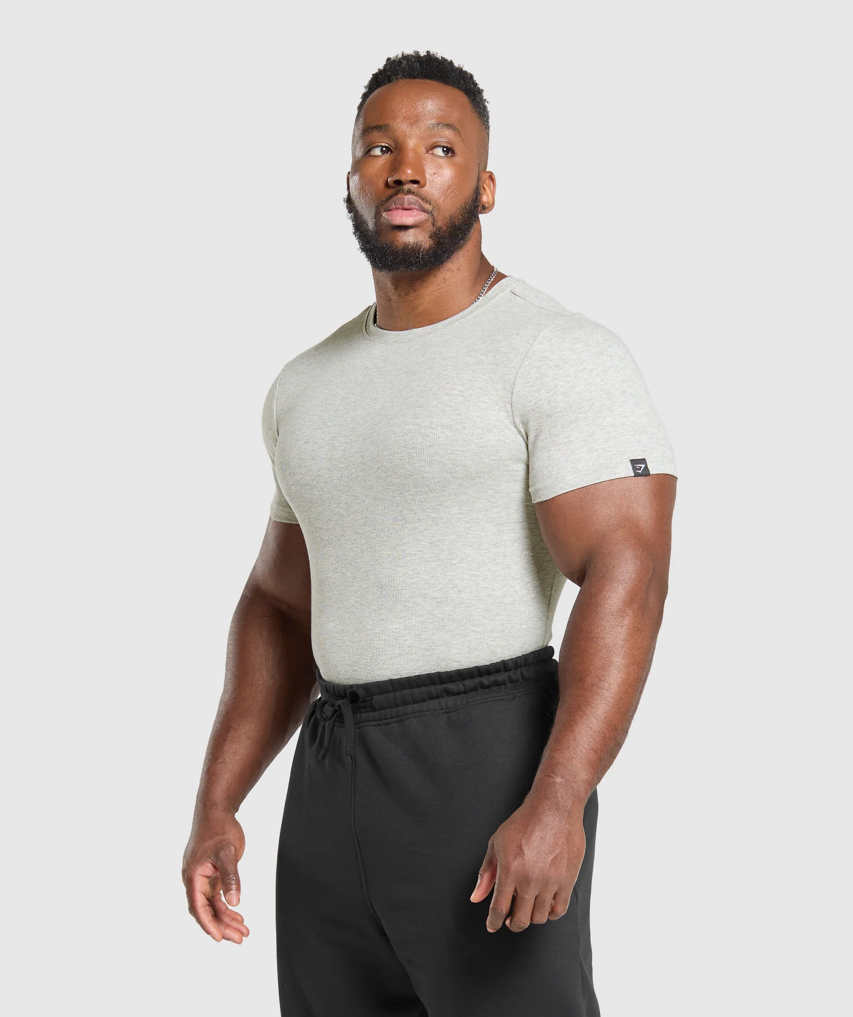 Gymshark Ribbed T-Shirt - Stone Grey Marl - Image 3
