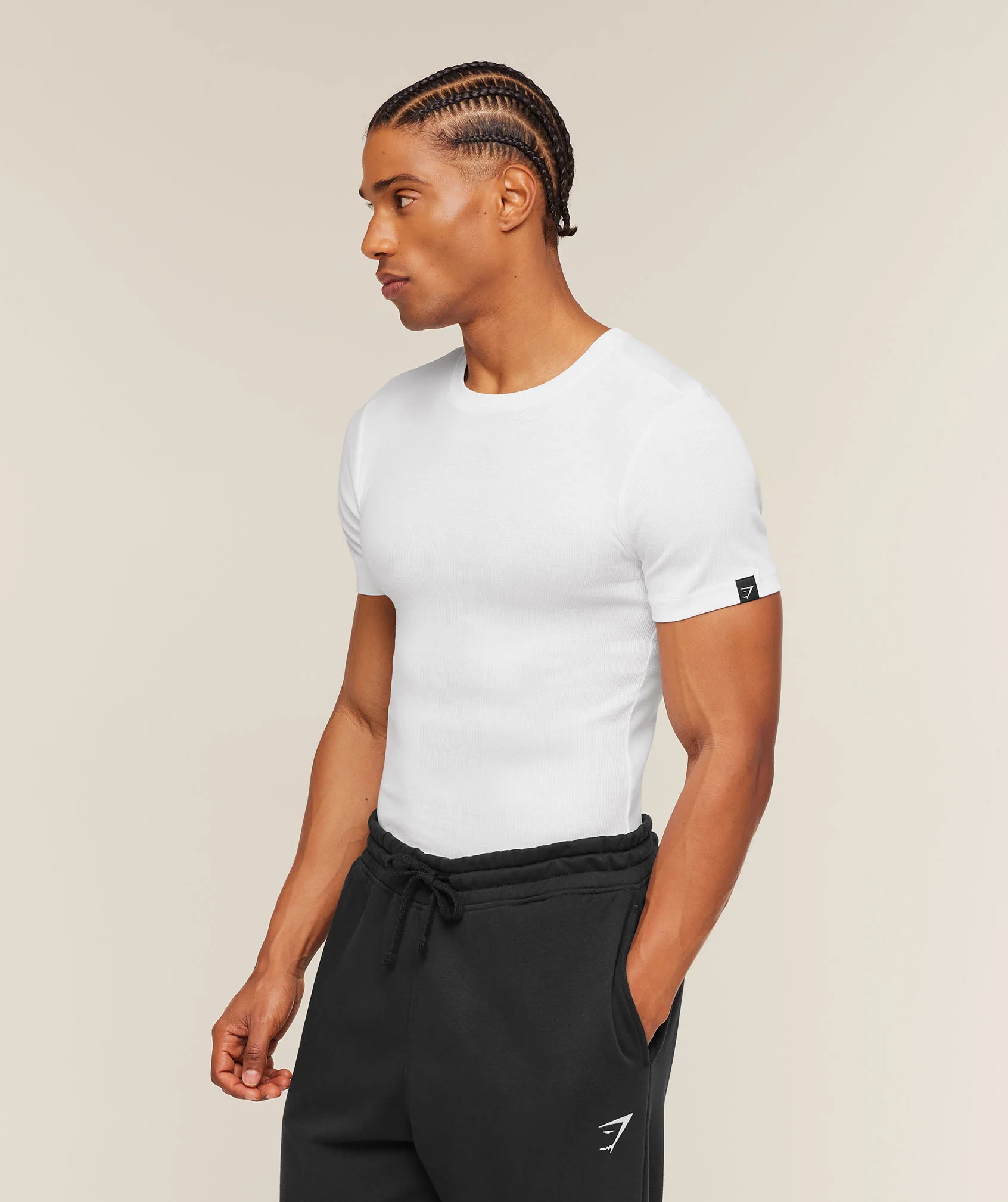 Gymshark Ribbed T-Shirt - White - Image 3