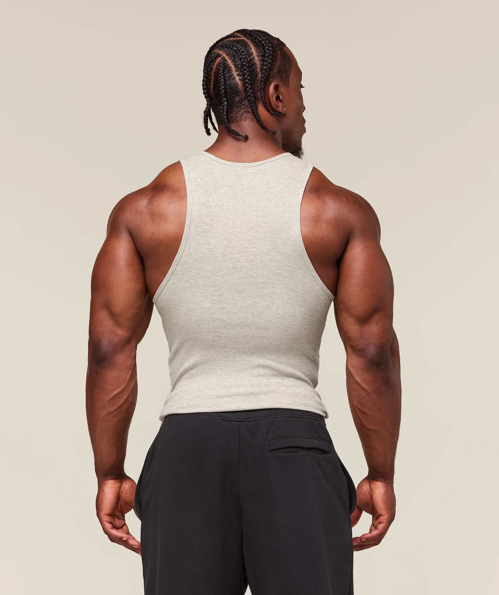 Gymshark Ribbed Tank 3pk - White/Black/Stone Grey Marl - Image 4