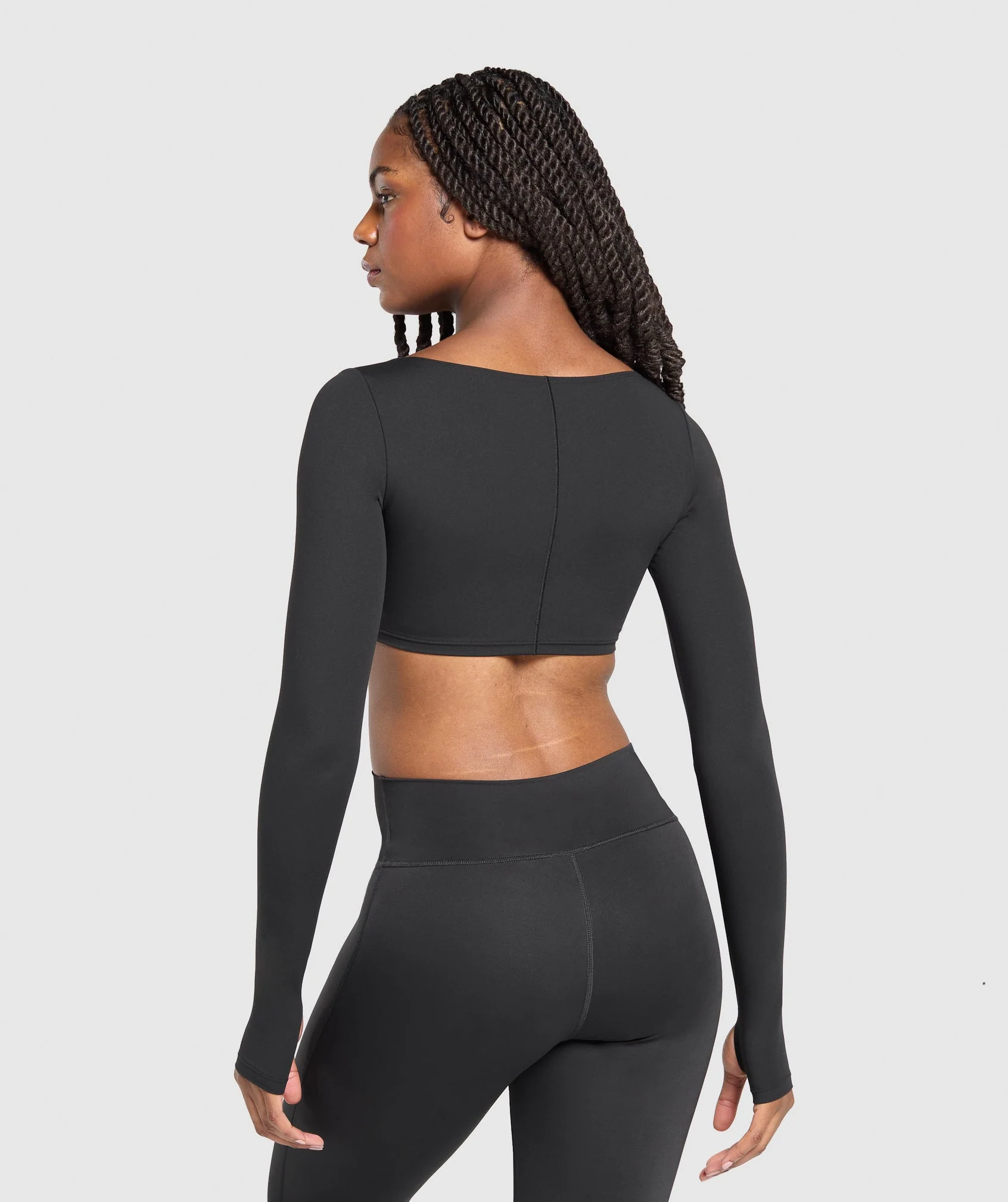 Gymshark Ruched Long Sleeve Top - Black - Image 2