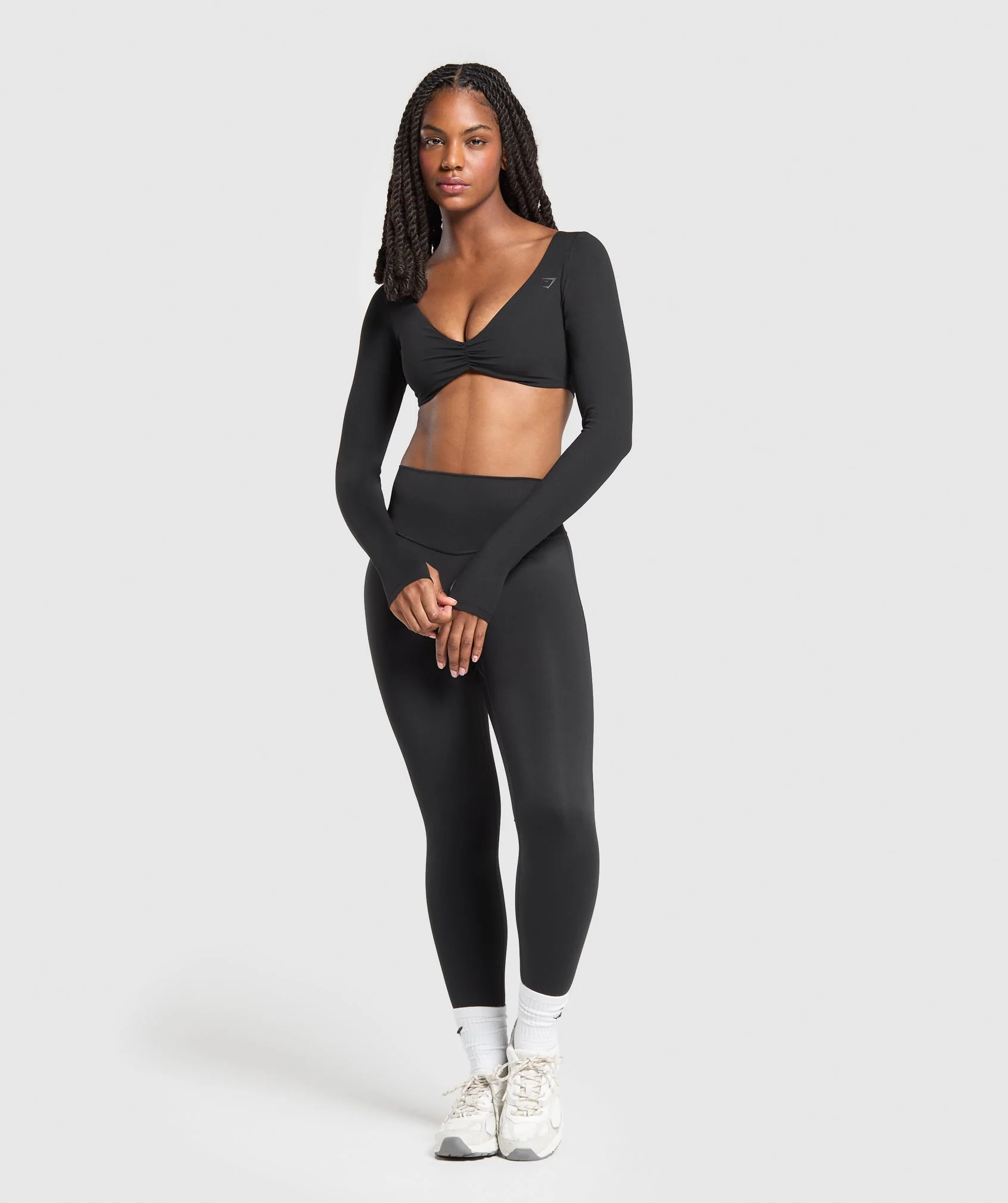 Gymshark Ruched Long Sleeve Top - Black - Image 4