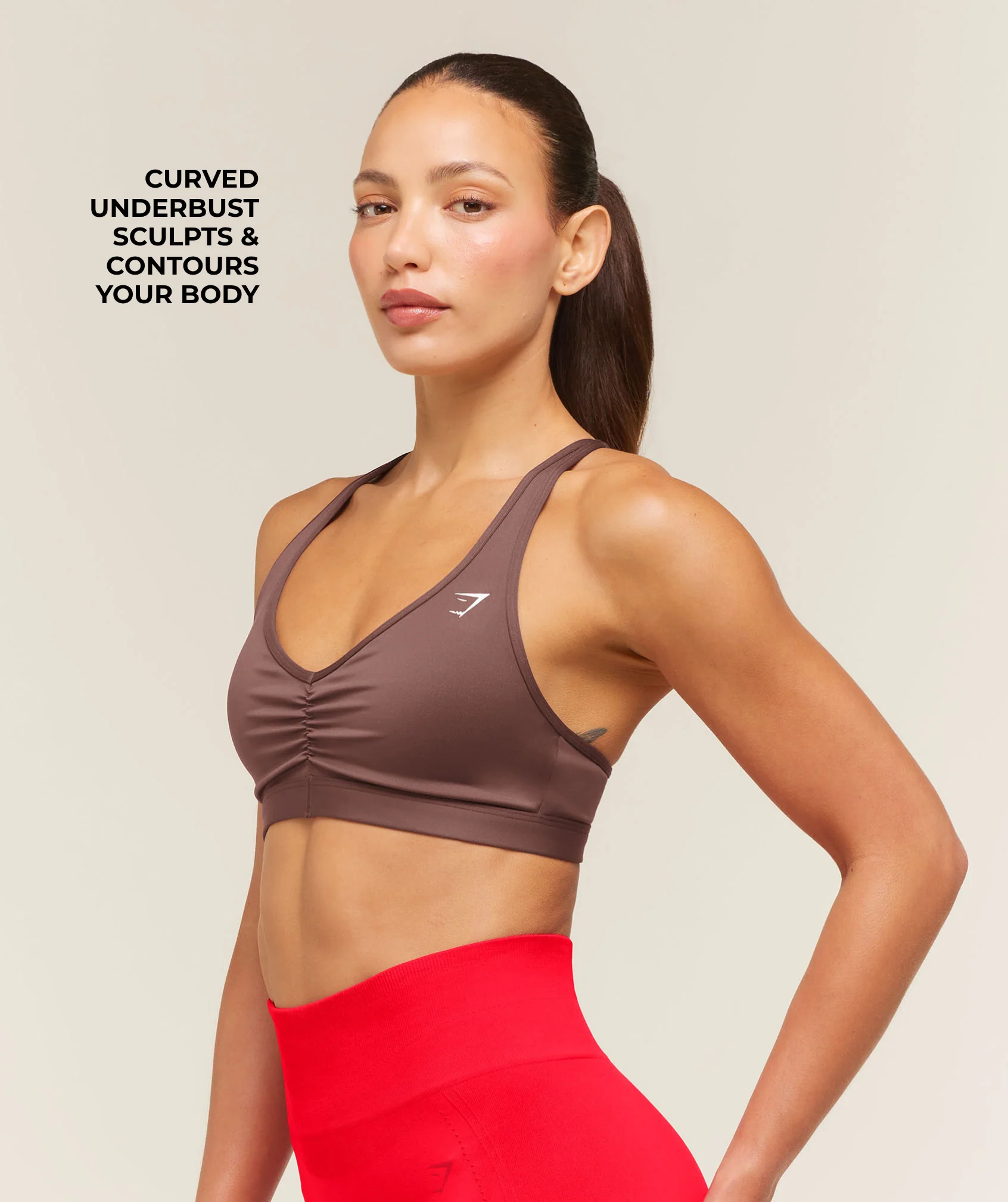 Gymshark Ruched Sports Bra 2.0 - Espresso Brown - Image 4
