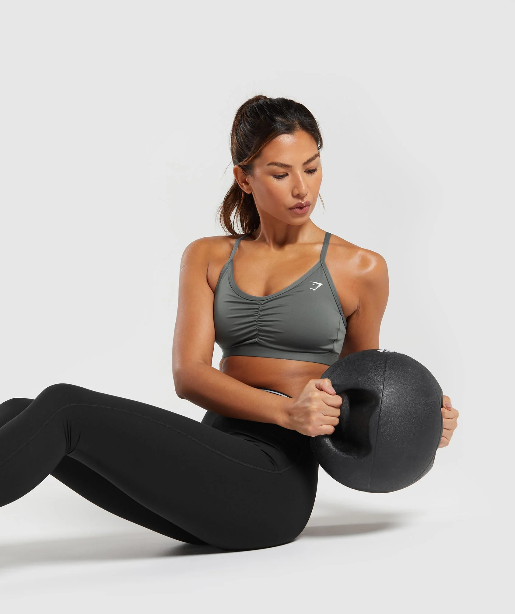Gymshark Ruched Sports Bra - Brushed Grey - Image 4