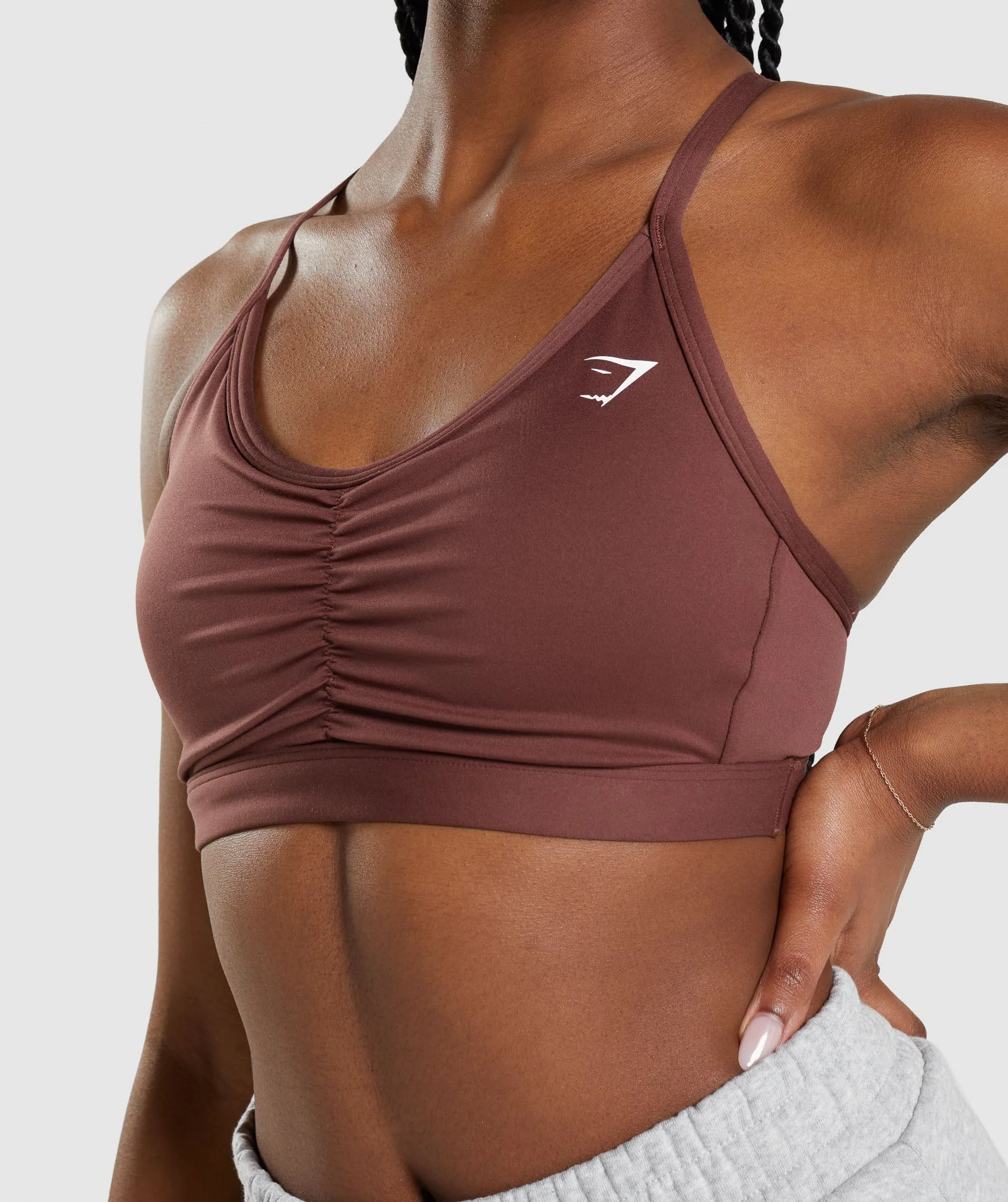 Gymshark Ruched Sports Bra - Cherry Brown - Image 6
