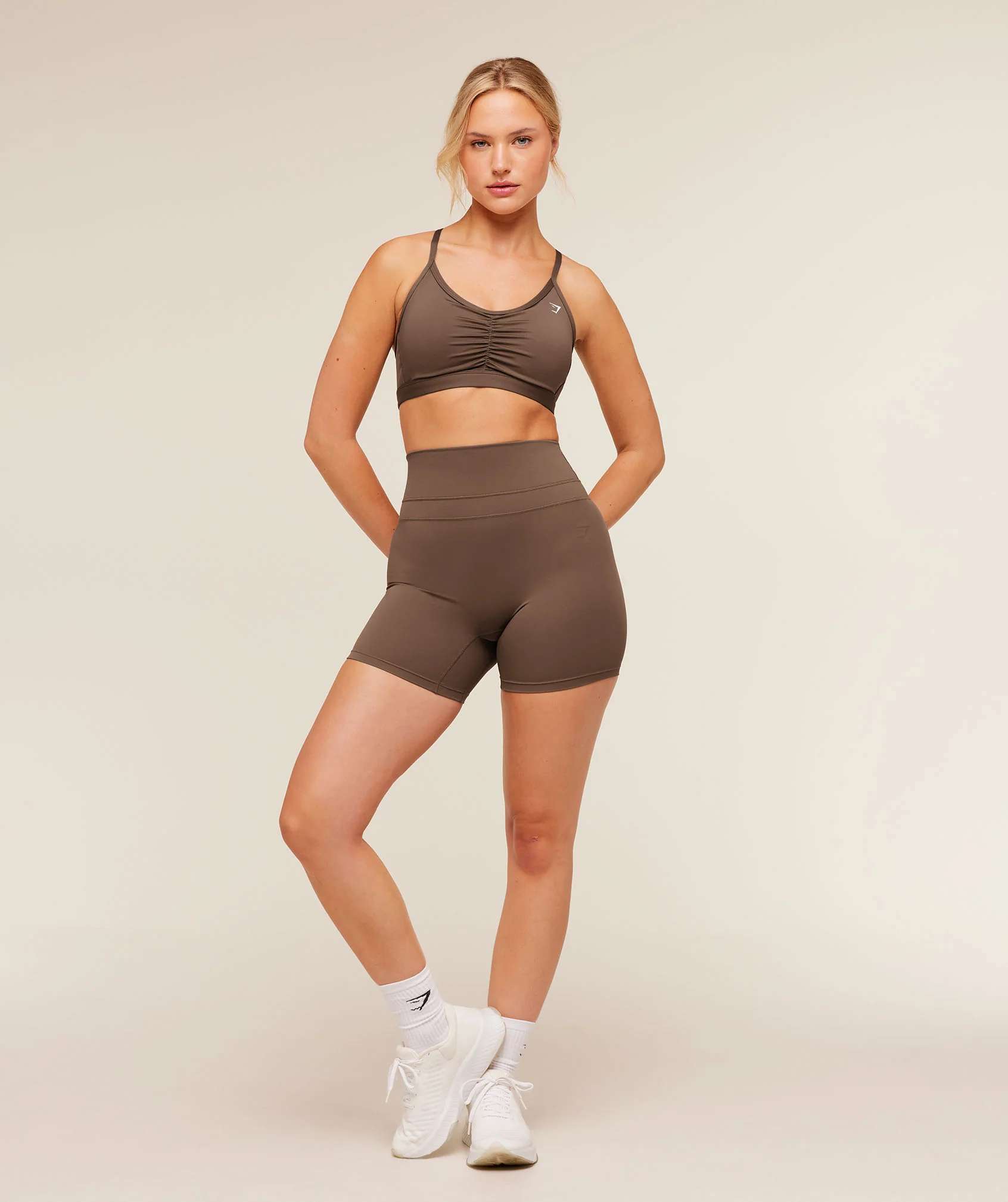 Gymshark Ruched Sports Bra - Soft Brown - Image 6