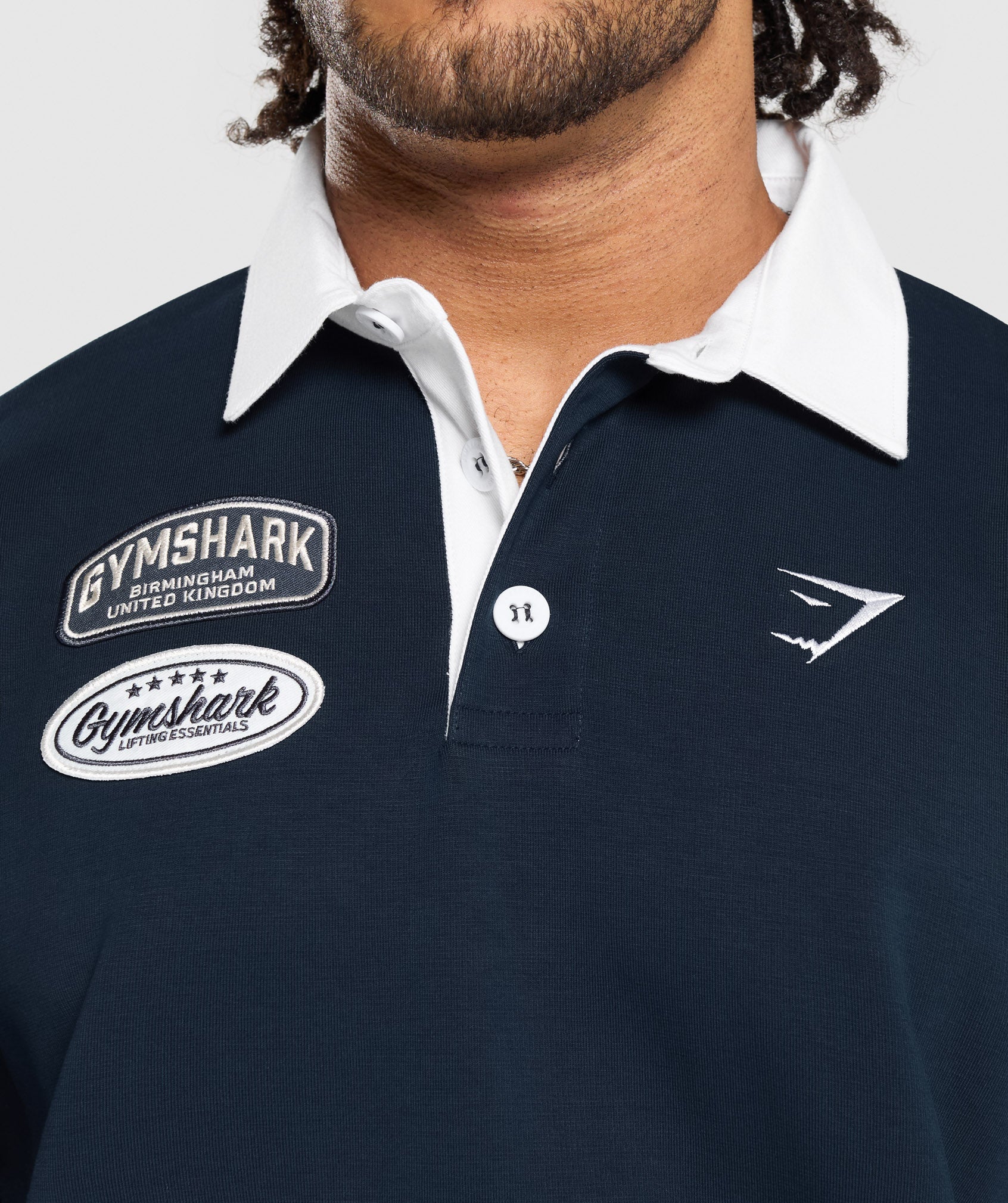 Gymshark Rugby Shirt - Navy/White - Image 6