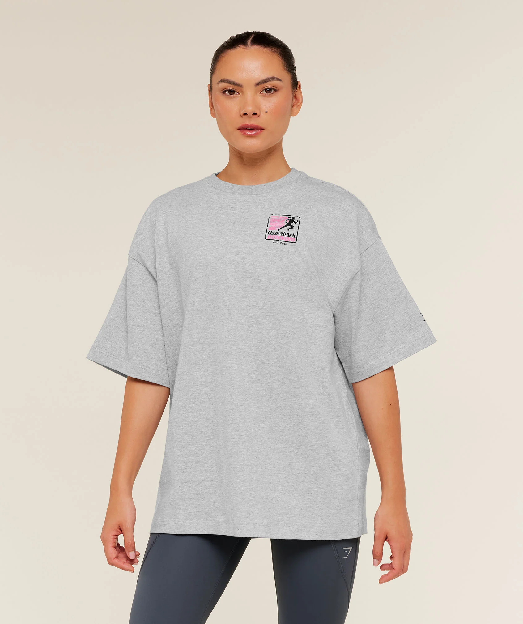 Gymshark Run Club Graphic Short Sleeve T-Shirt - Light Grey Core Marl - Image 2