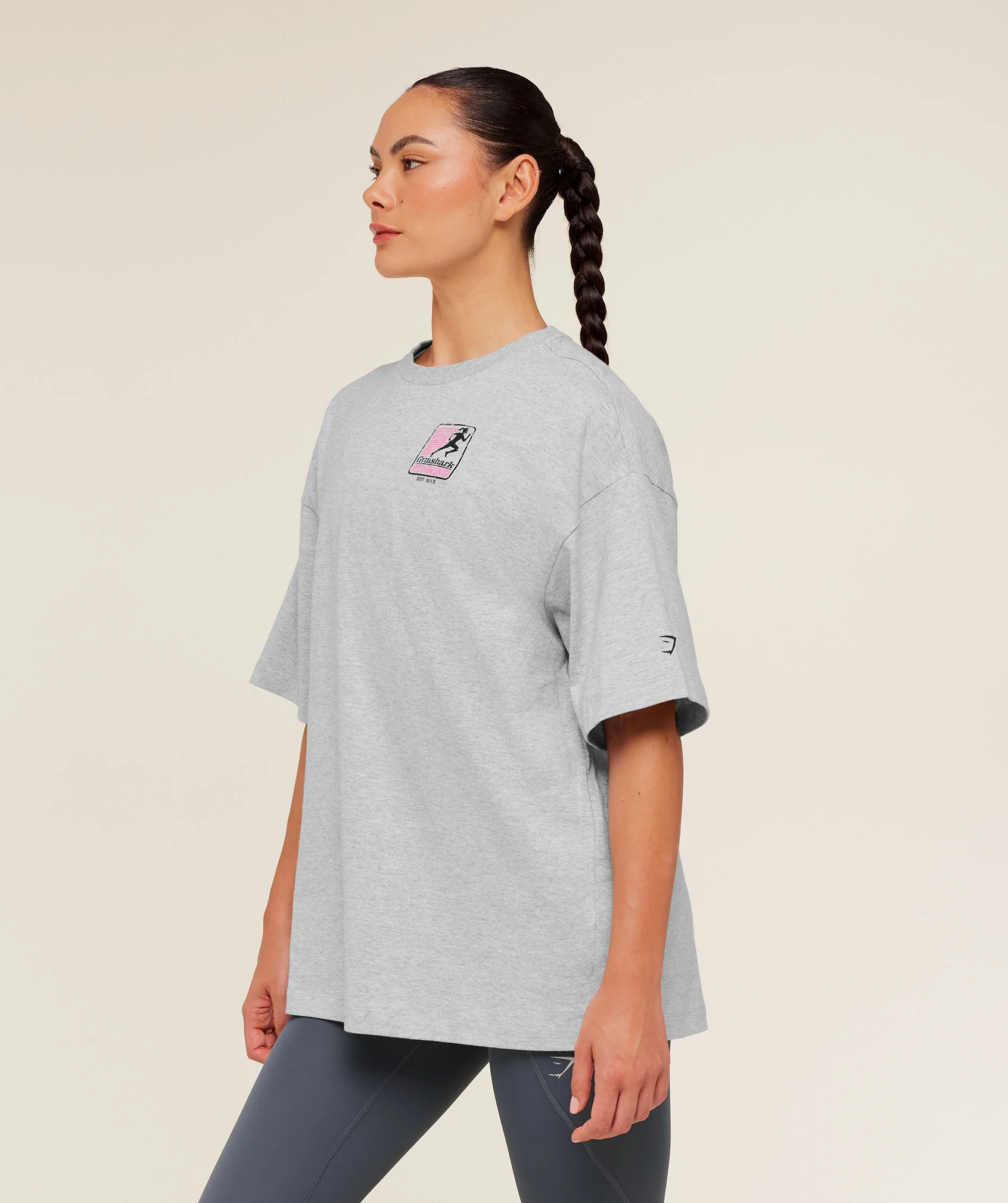 Gymshark Run Club Graphic Short Sleeve T-Shirt - Light Grey Core Marl - Image 3