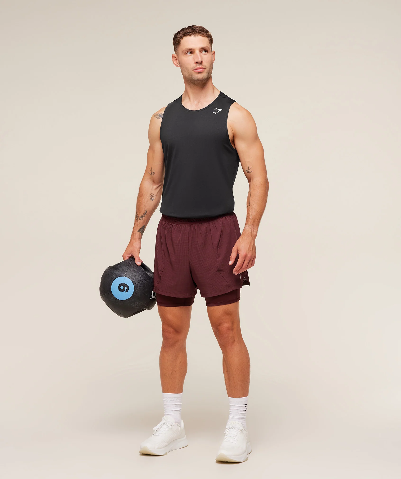 Gymshark Running 4" 2in1 Shorts - Rich Maroon - Image 7